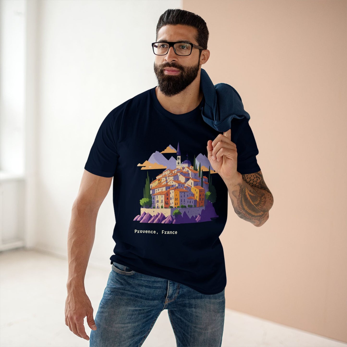 Provence Travel Shirt Unisex Premium Cotton Tee With Original Art By Retro2Nova TT66