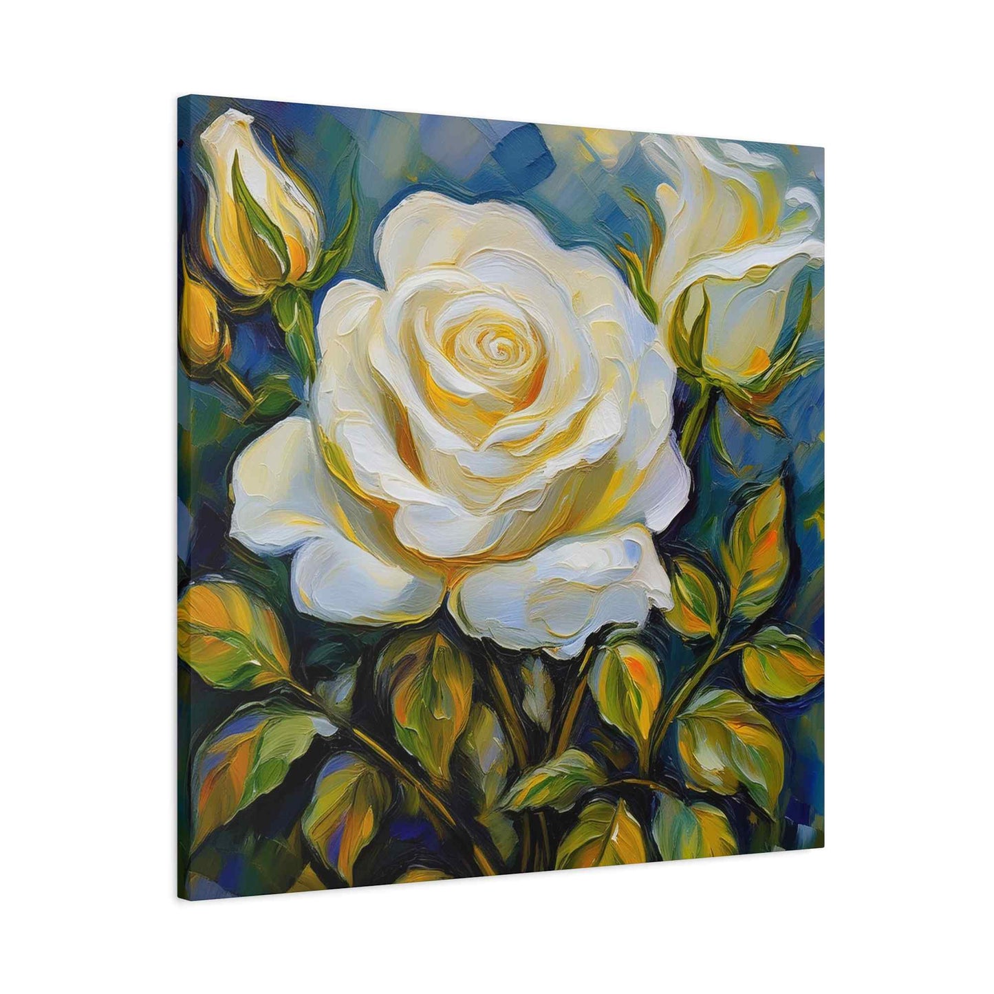 White Roses Print Canvas, Roses Oil Paint Print 20x20, 24x24, 30x30, 32x32, 36x36, Floral Art Design Print Non-Frame MC-21