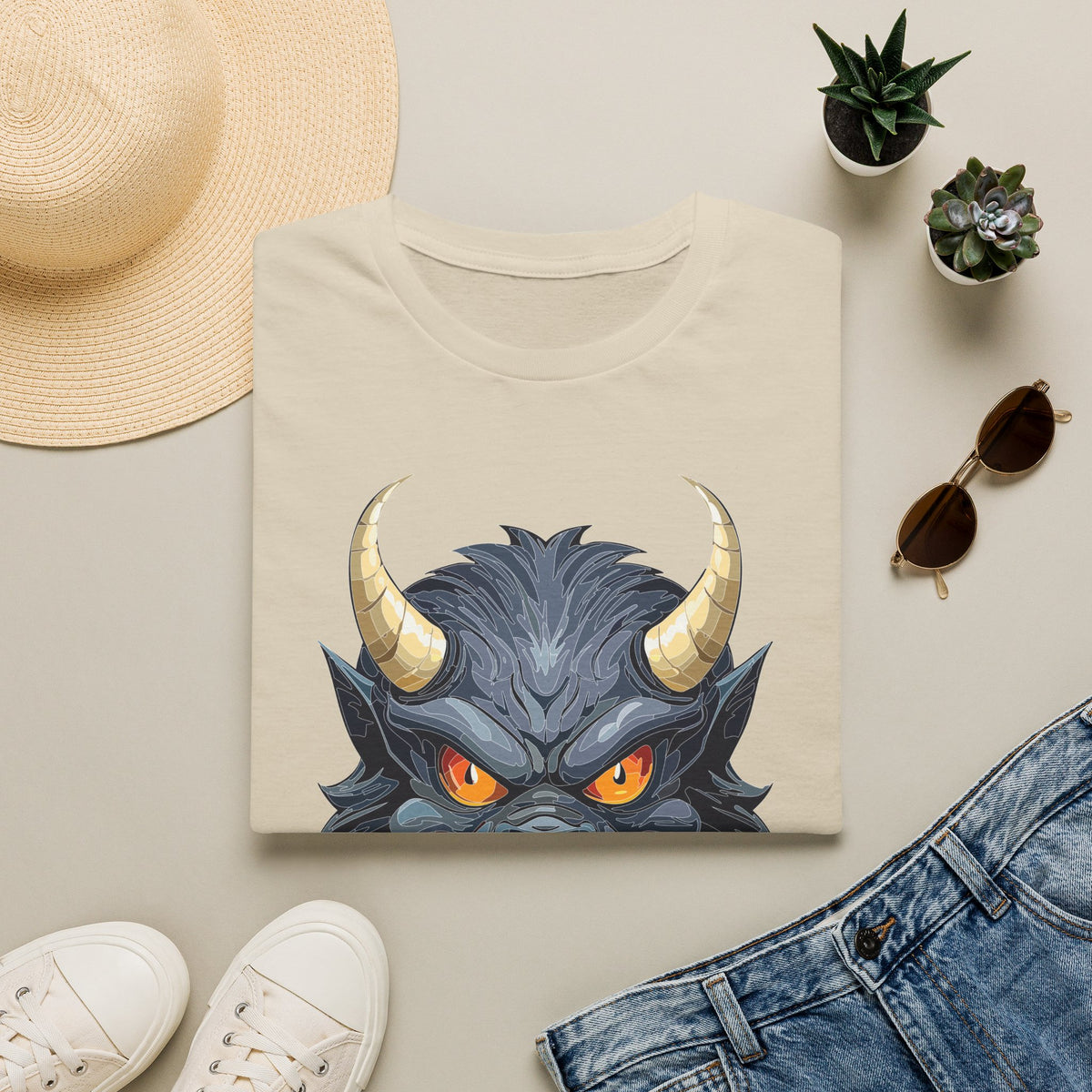 Demonic Wolf Monster Graphic T-Shirt Cartoon Graphic Tee Unisex 100 Cotton Gildan T-Shirt