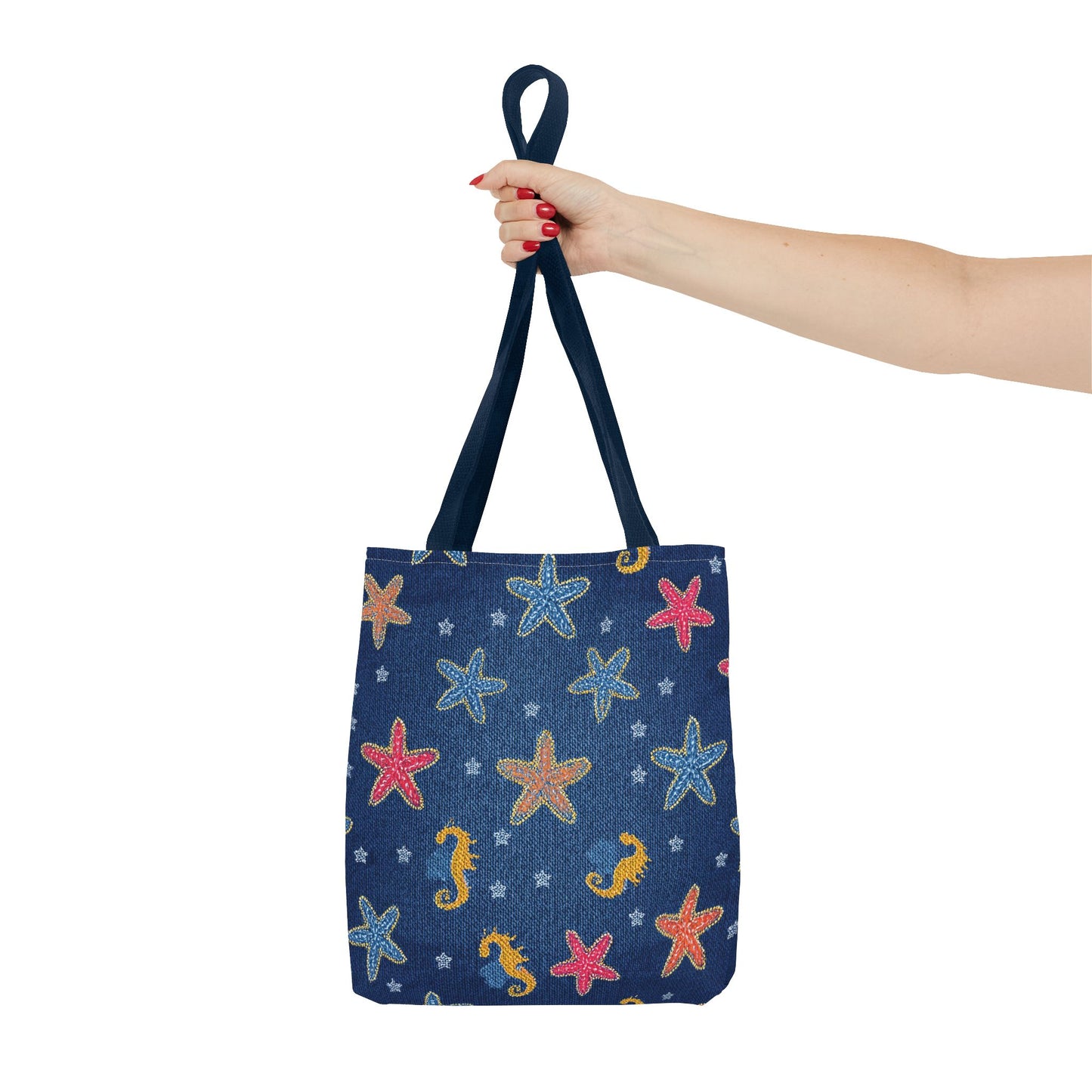 Denim Fabric Imitation Print Unisex Canvas Bag Poly Spun 3 Sizes Tote Bag 182-22
