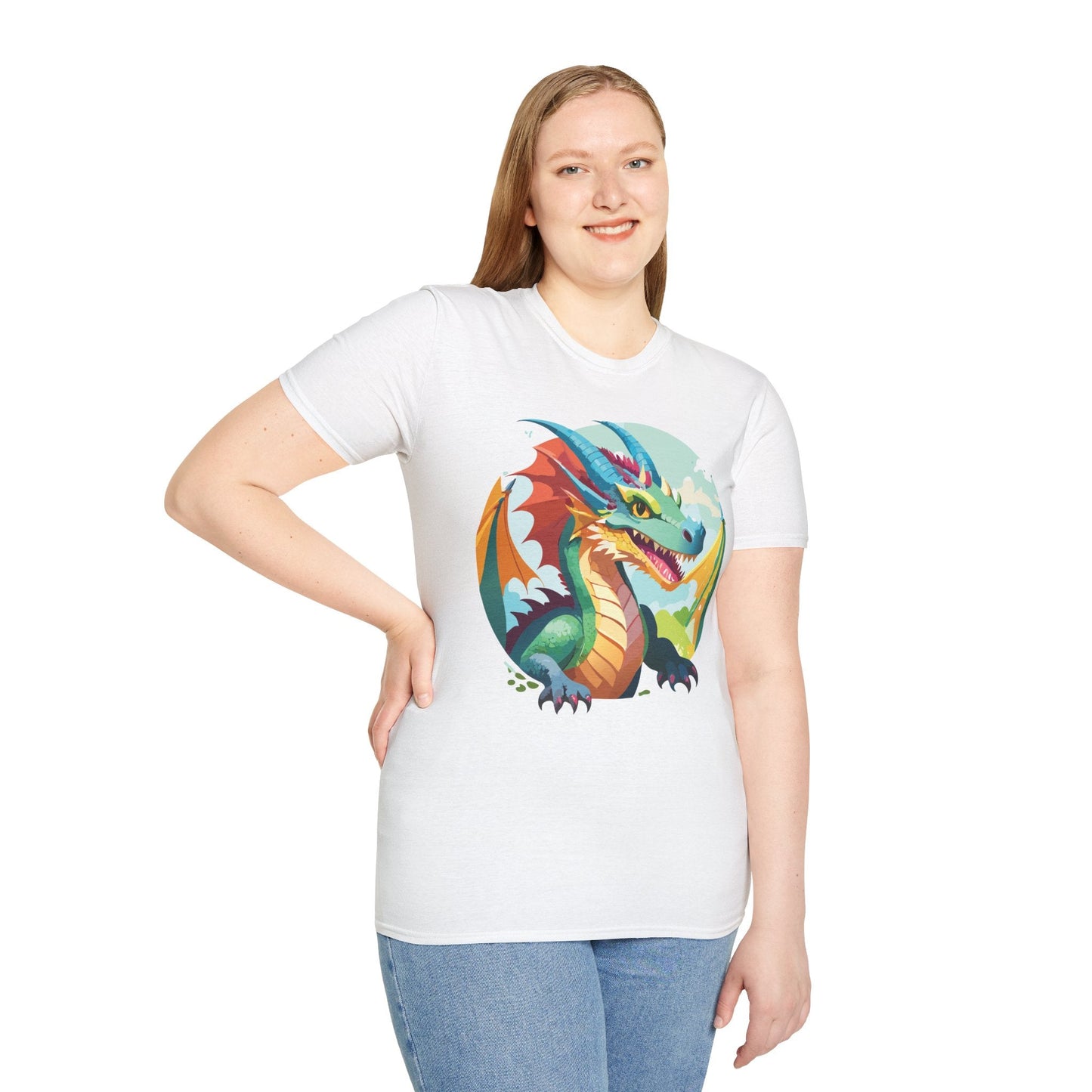 Unisex Dragon Graphic Tee By Gildan Softstyle 64000 Short Sleeve Cotton Tee Art Design