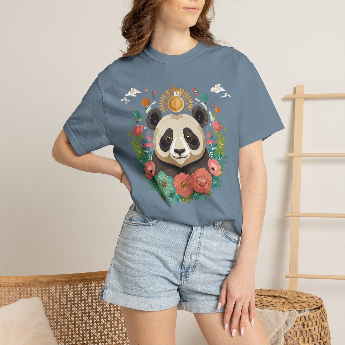 Panda Portrait Graphic T-Shirt Unisex Cotton Floral Animal Art Tee p4