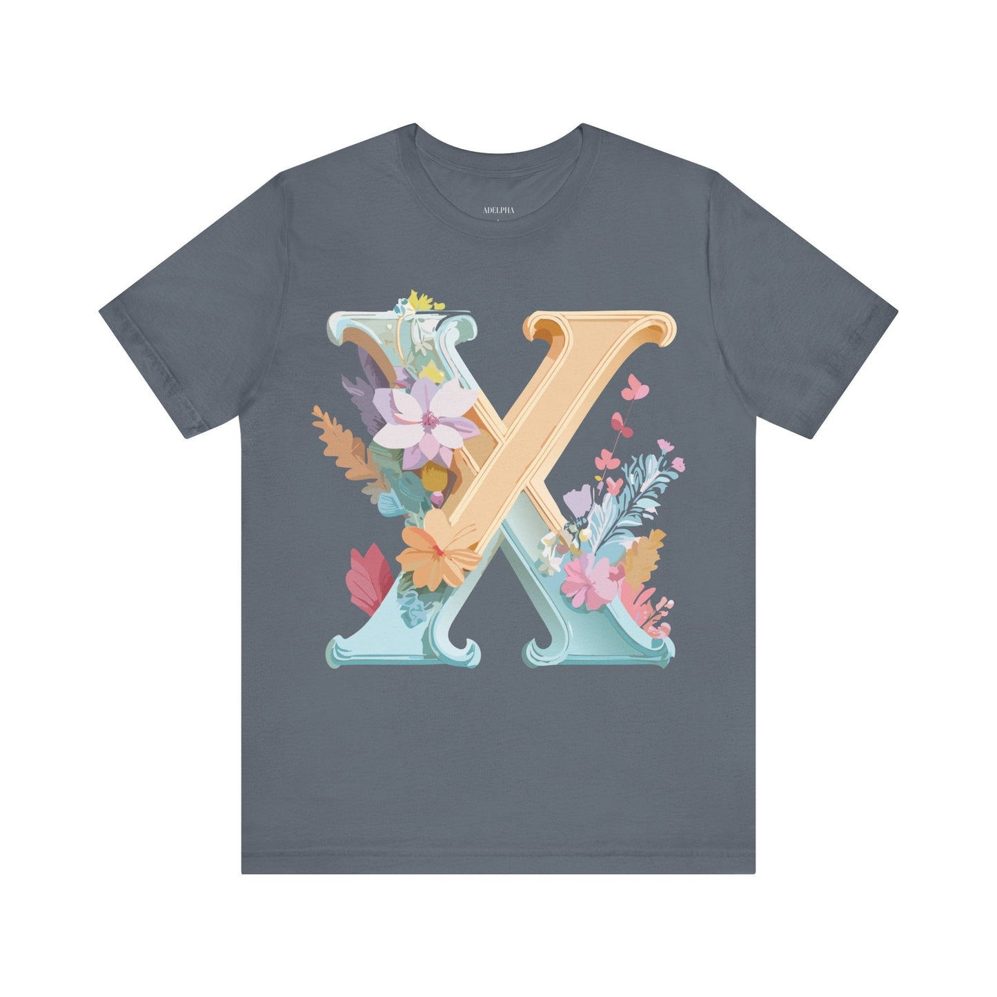 Letter X Shirt Graphic Tee Unisex Vintage Inspired Artwork By Adelpha Premium Comfort