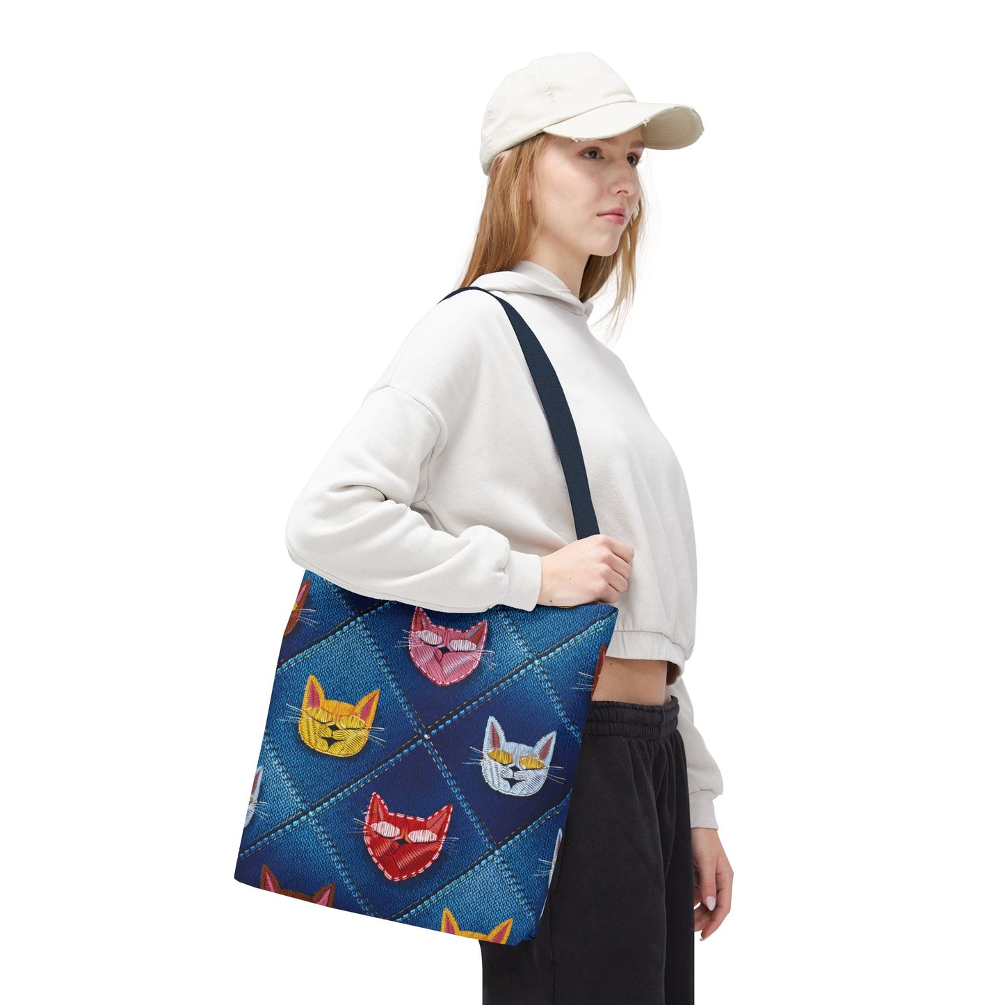 Love Day Graphic Design Denim Fabric Imitation Print Unisex Canvas Bag POLY 3 Sizes Tote Bag 201-21