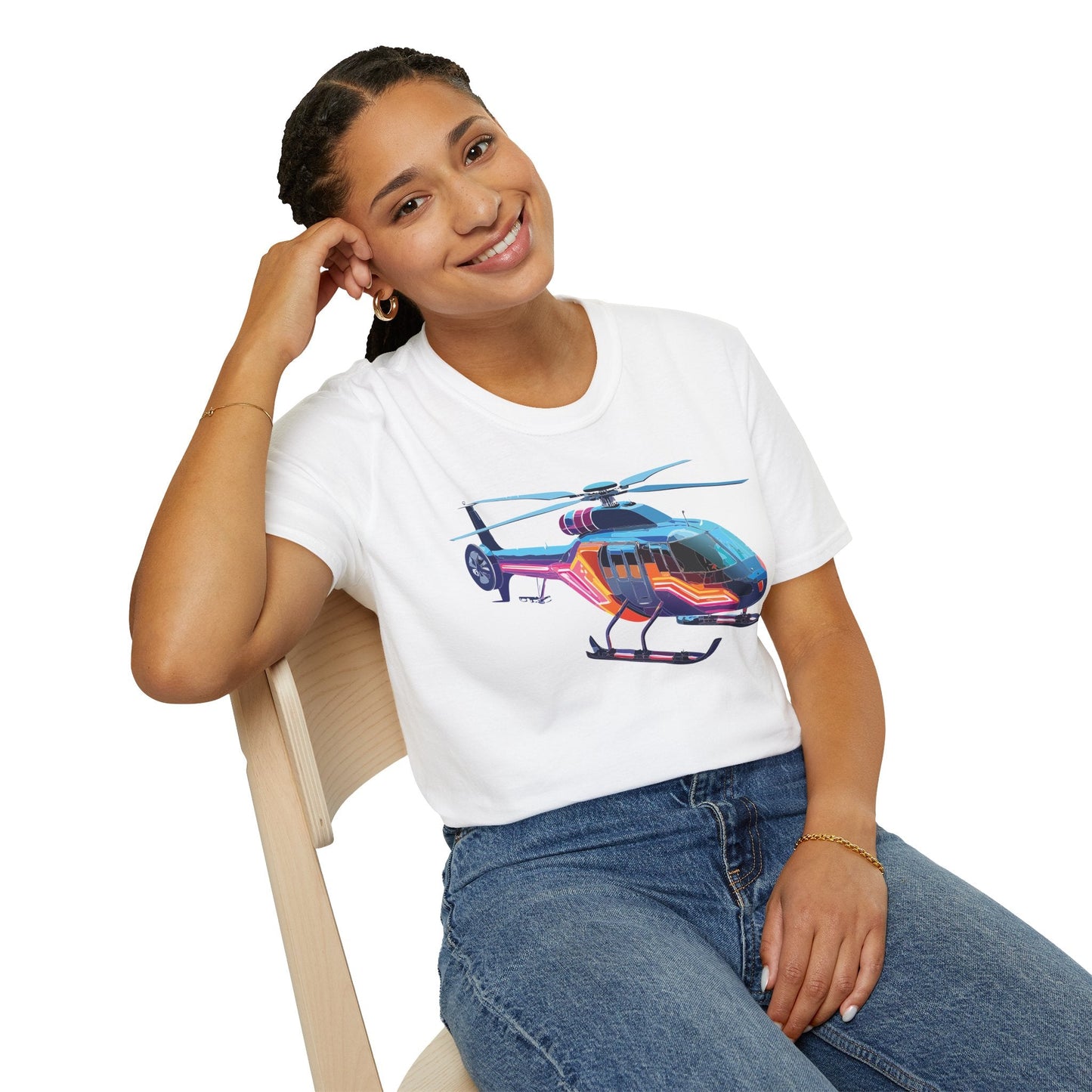 Chopper Helicopter T Shirt Unisex Softstyle 100 Percent Ring Spun Cotton Premium Tee