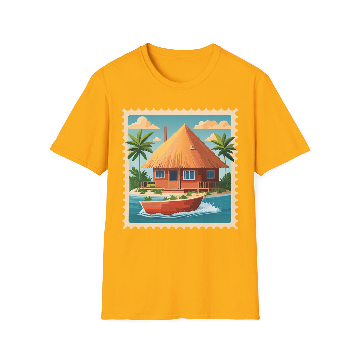 Tropical Tiki Hut T-Shirt | Beach House Palm Tree Illustration