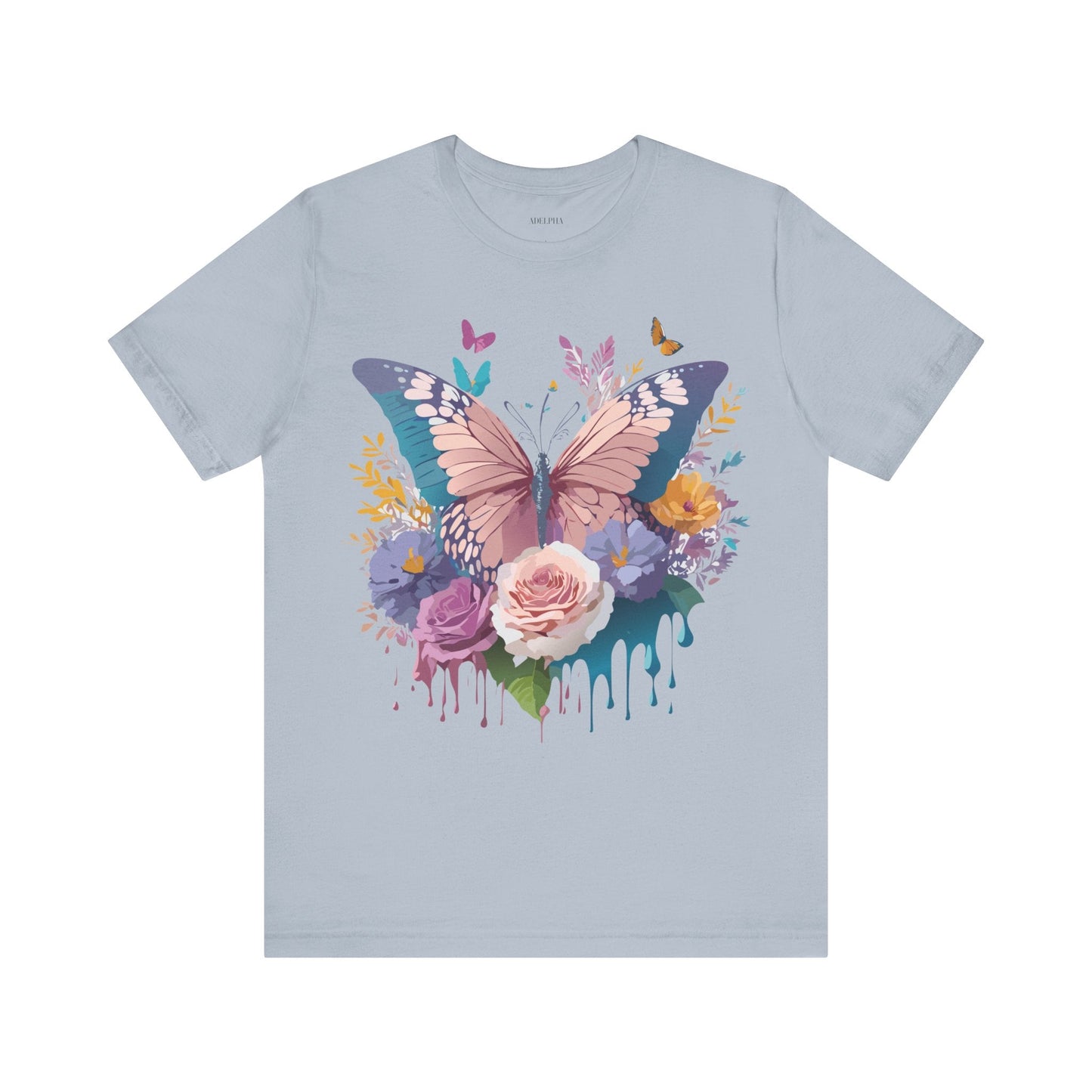 Butterfly Graphic Unisex 100 Cotton Lightweight Vintage Floral Design Jersey Tee 44