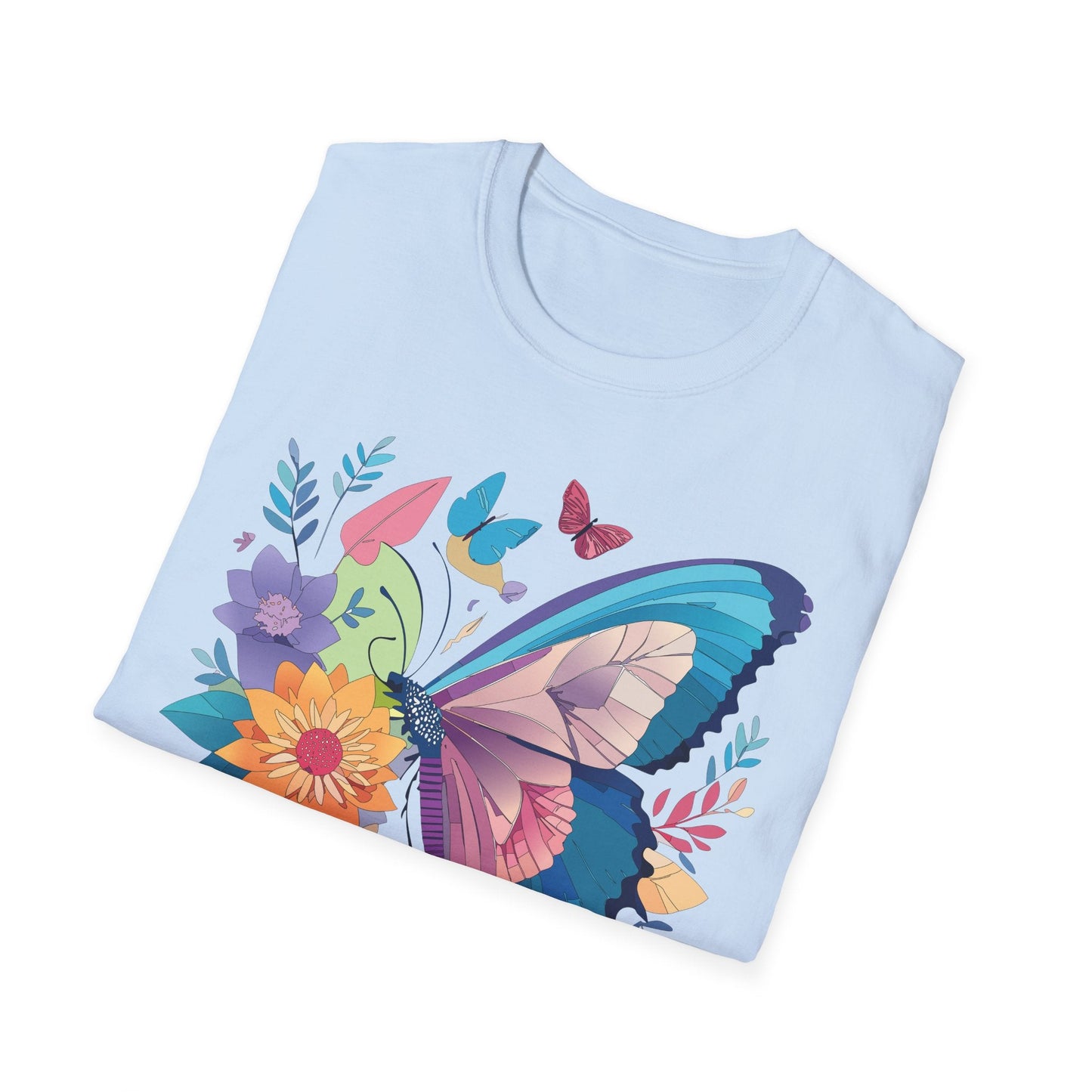 Gildan Butterfly T Shirt Unisex Softstyle 64000 Monarch Print Lightweight Breathable Cotton Tee