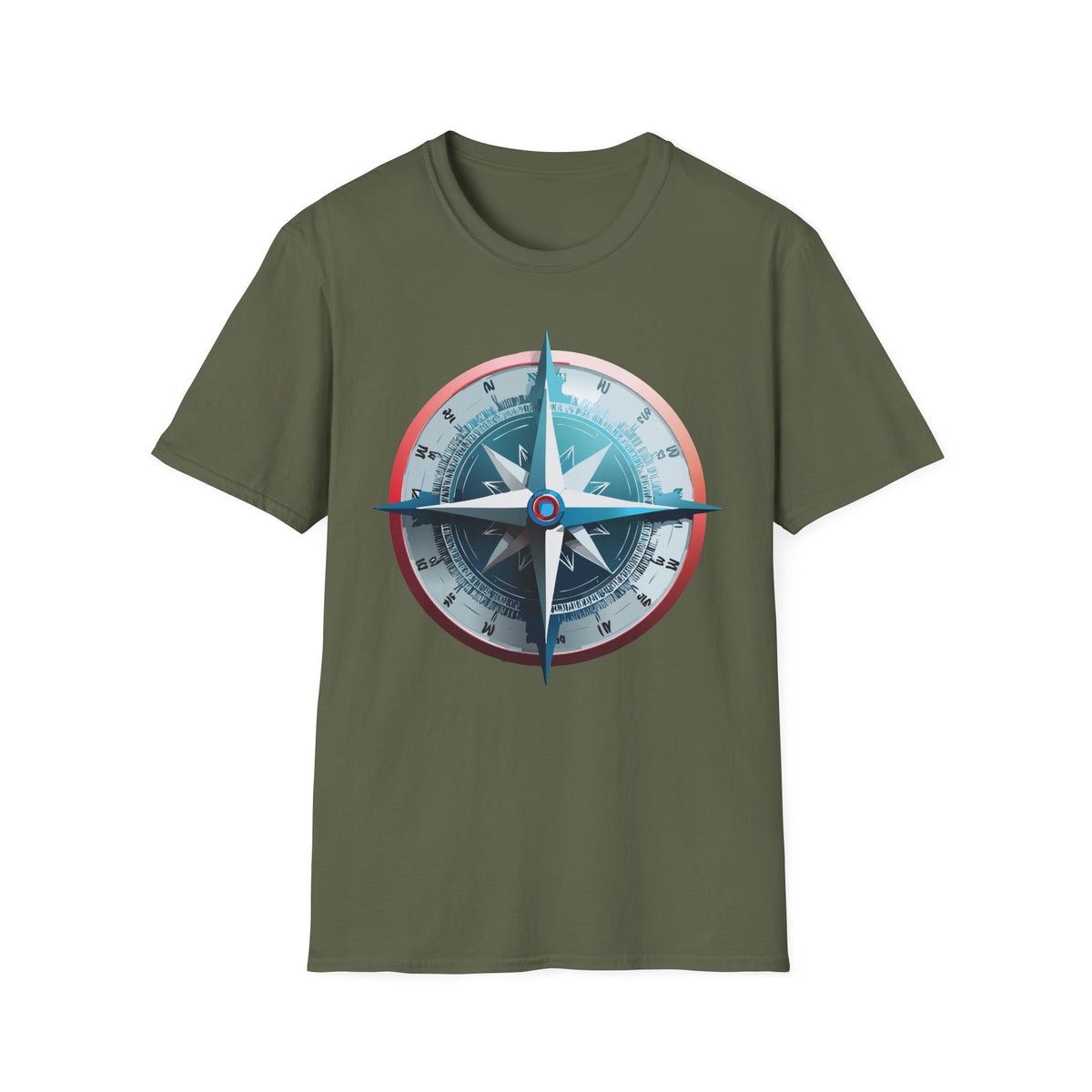 Nautical Compass Graphic T-Shirt | Vintage Compass Travel Graphic Design Unisex 100 Cotton Gildan T-Shirt