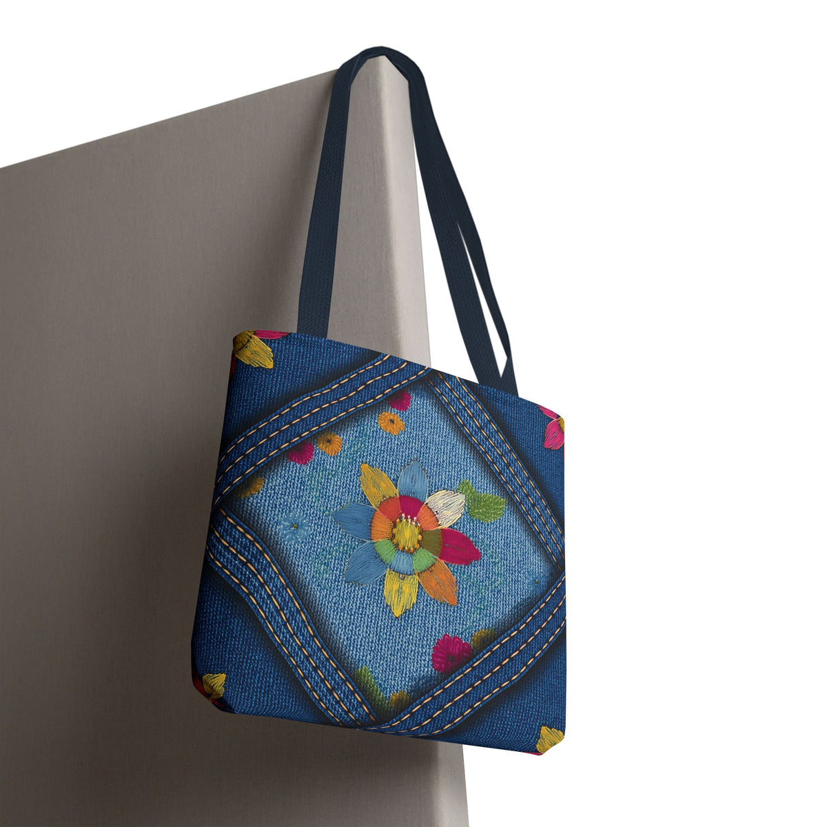 Denim Fabric Imitation Print Unisex Canvas Bag Poly Spun 3 Sizes Tote Bag 161