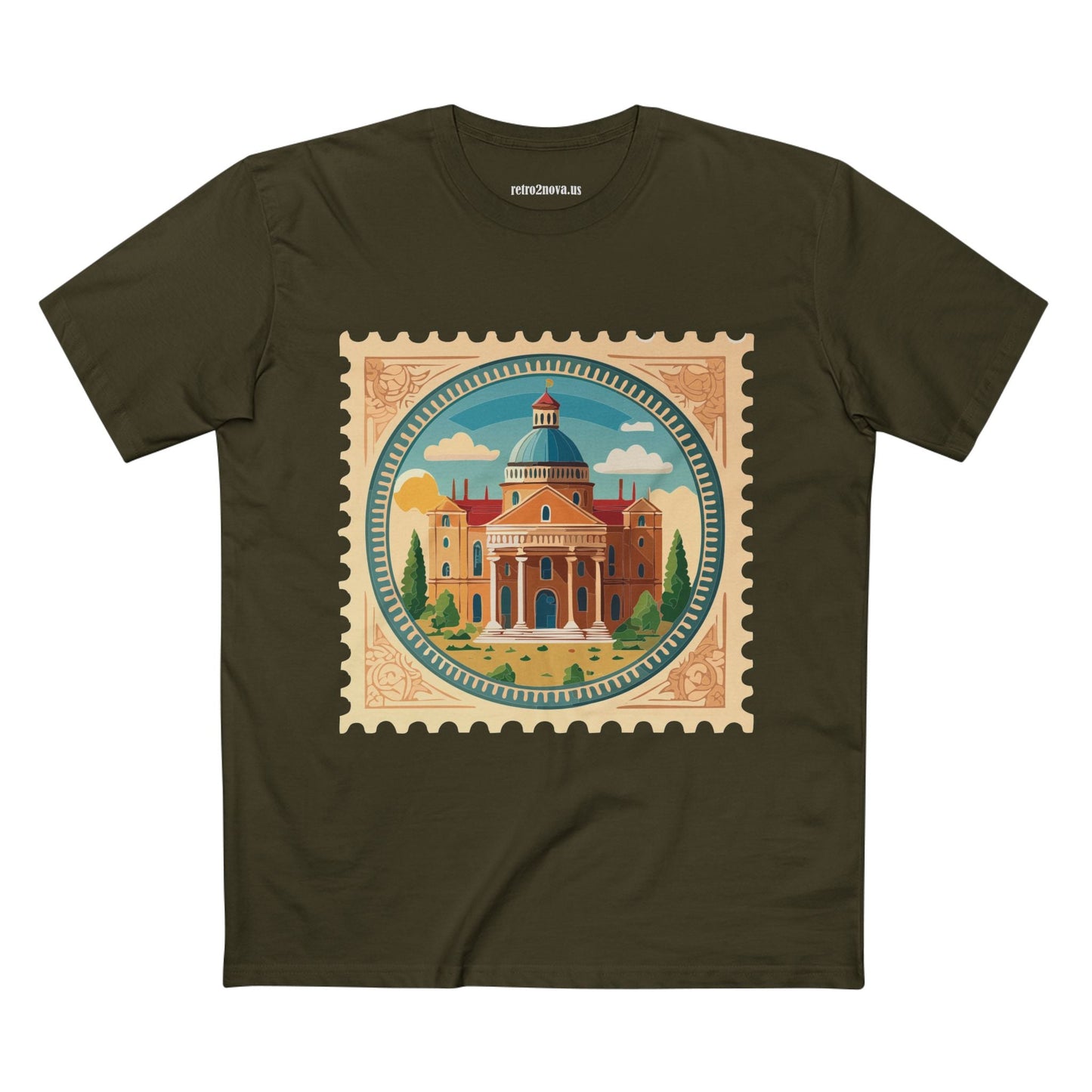 Stamp Shirt Postage Stamp Art Tee Unisex Premium Cotton Retro2Nova Original Art Design