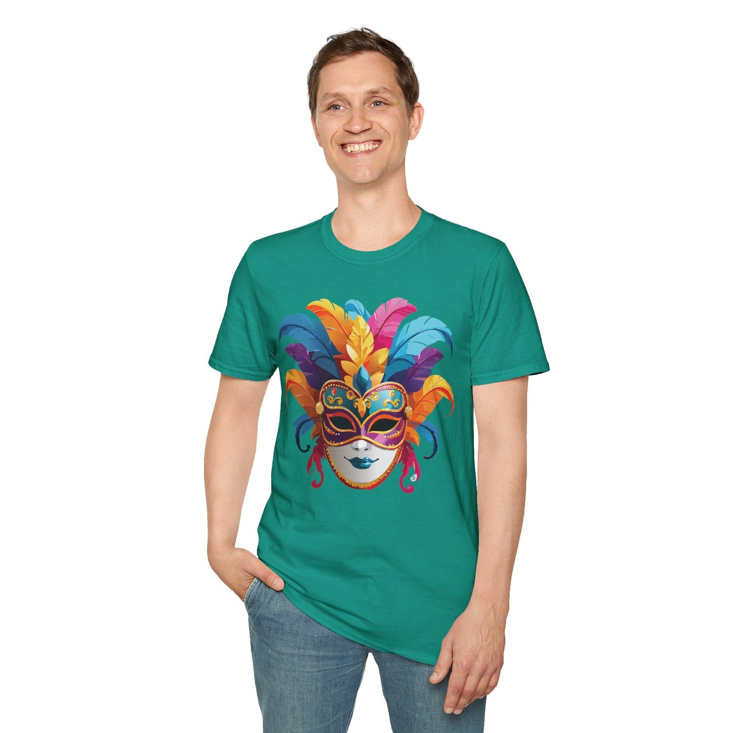 Mask Tee Shirt Unisex Masquerade Design Gildan Softstyle 64000 100 Percent Cotton
