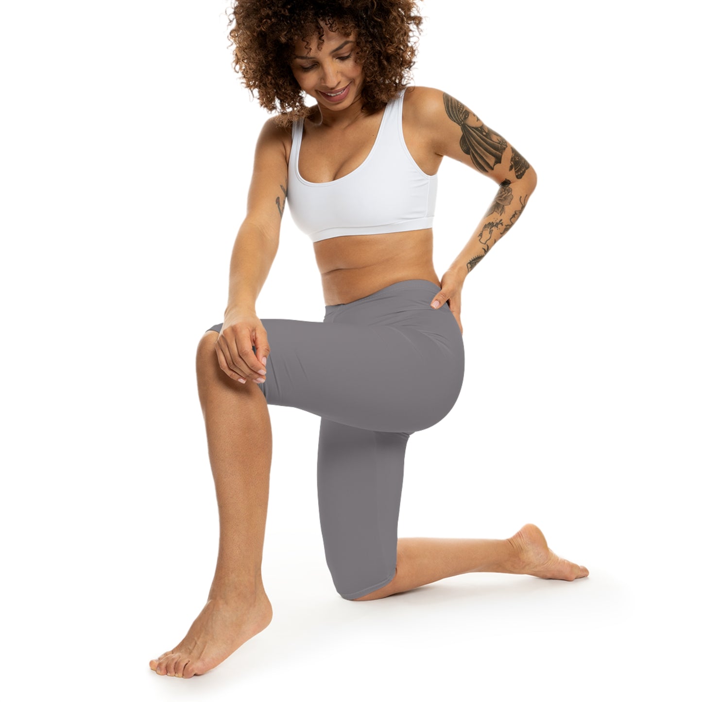 Rosy Granite Color Women's Brushed Suede Poly Span Casual Capri Leggings XS-2XL