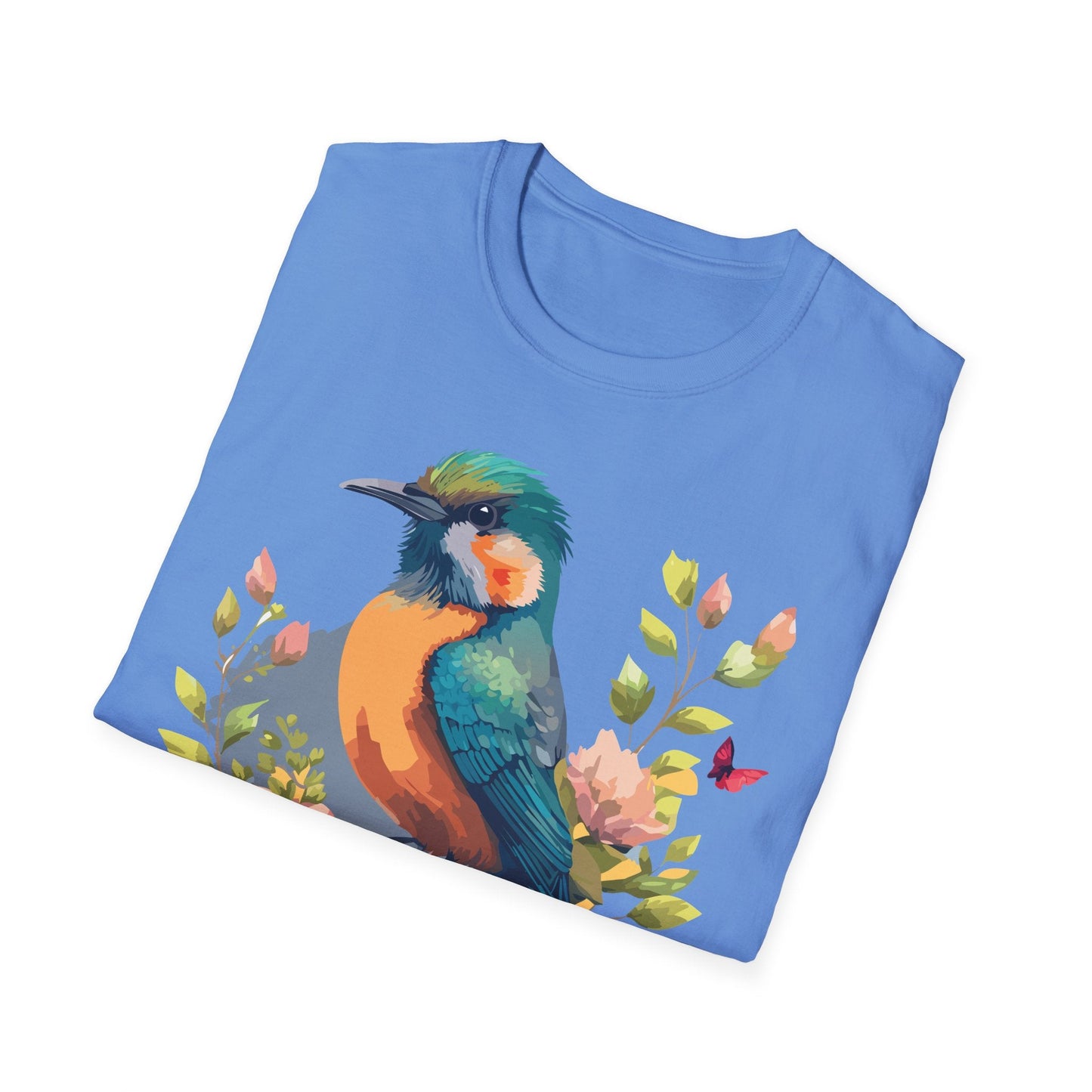 Floral Bird T Shirt Unisex Softstyle Tee 100 Percent Ring Spun Cotton Animal Print