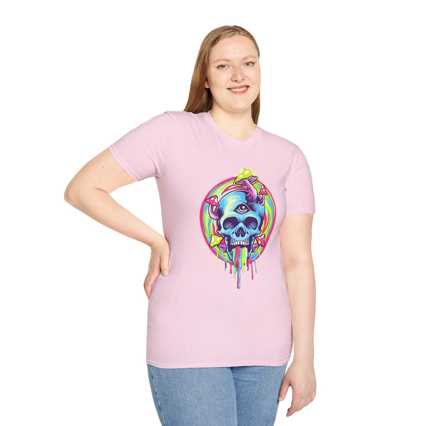 Unisex Skull Tee Shirt With Skeleton Design Cotton Softstyle 64000 T Shirt Premium Cotton Tee
