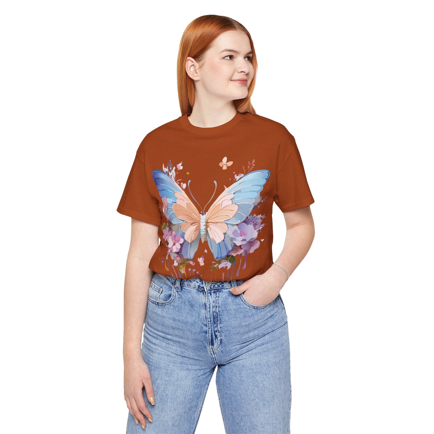 Butterfly Graphic Unisex 100 Cotton Lightweight Vintage Floral Design Jersey Tee 2