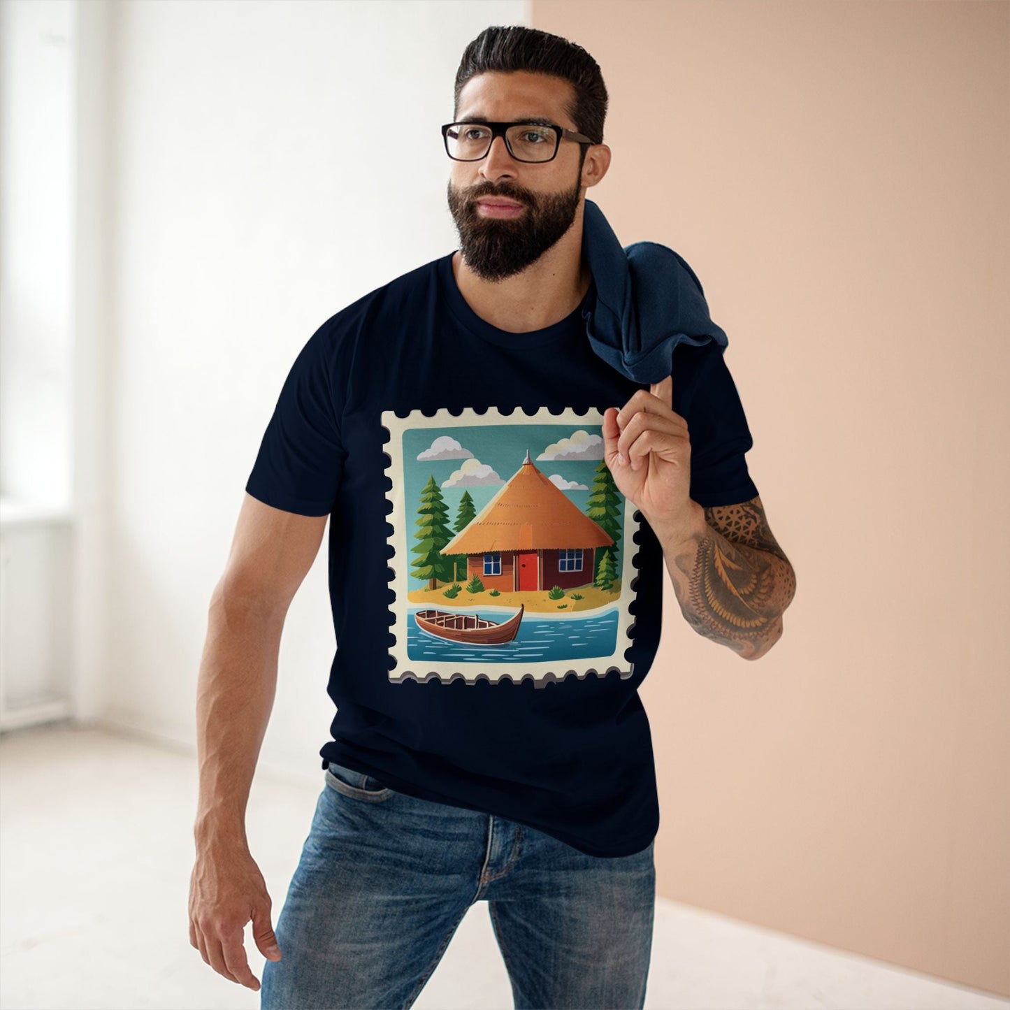 Stamp Shirt Postage Stamp Tee Unisex Premium Cotton Art Design By Retro2Nova Original Art Collection