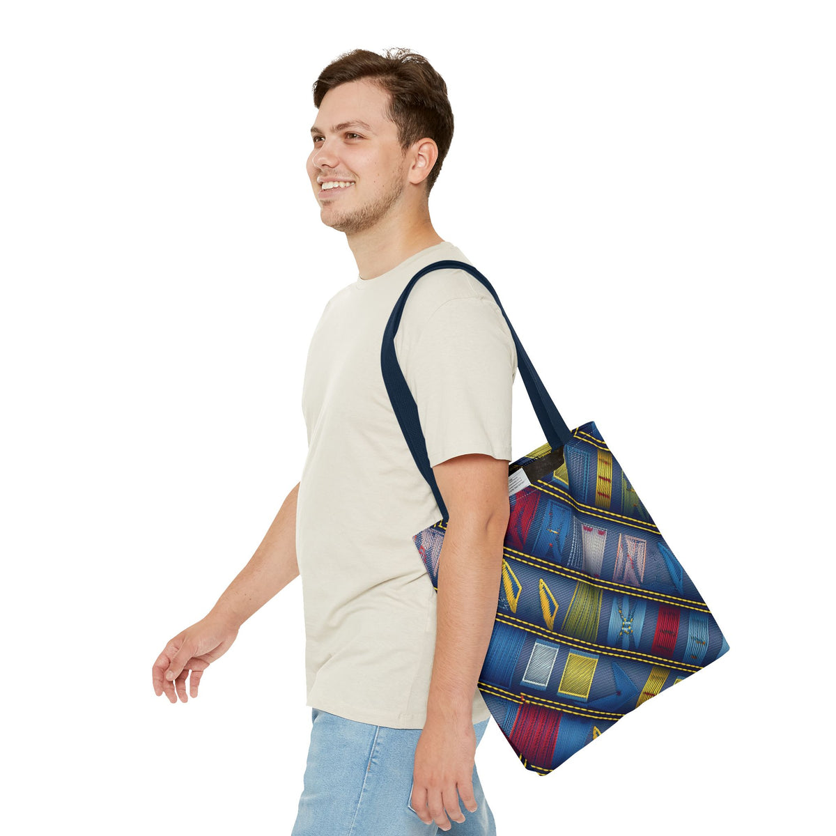 Denim Fabric Imitation Print Unisex Canvas Bag Poly Spun 3 Sizes Tote Bag 189