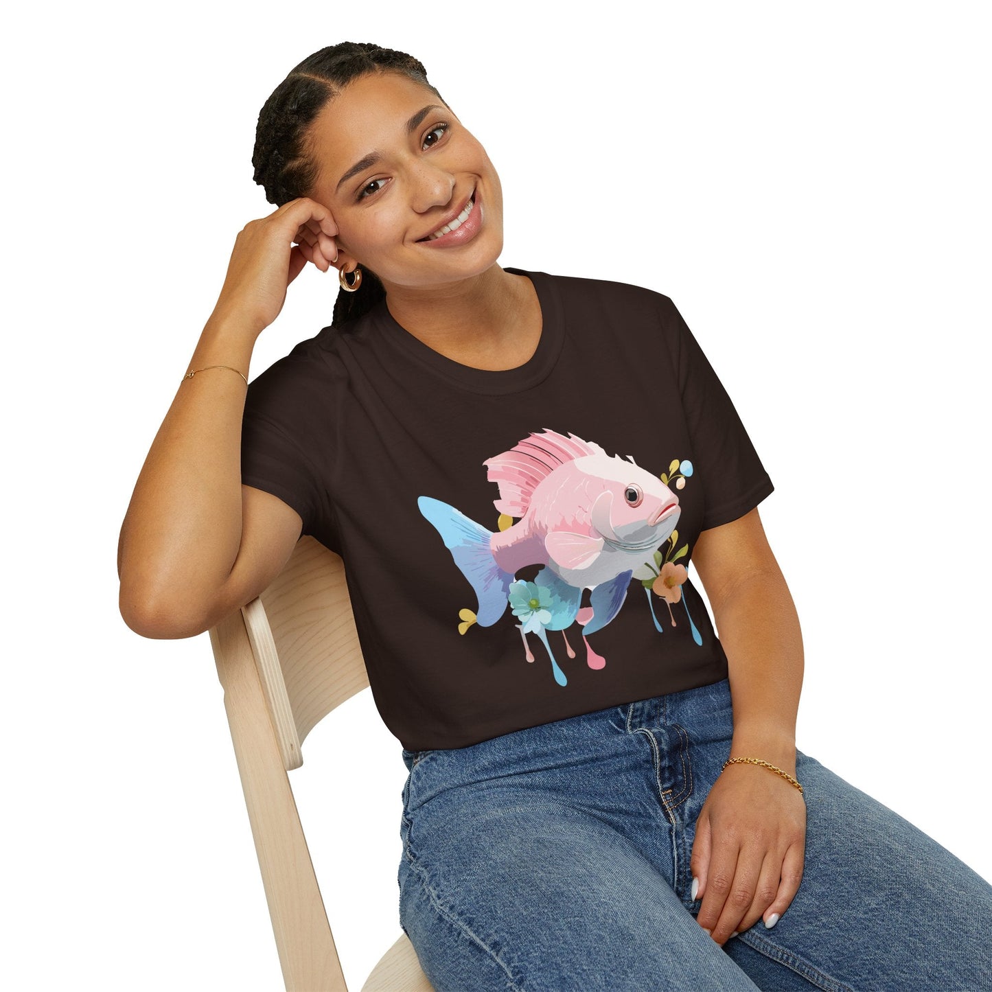 Fish Art Design Shirt Unisex Graphic Tee With Fish Illustration Gildan Softstyle 64000