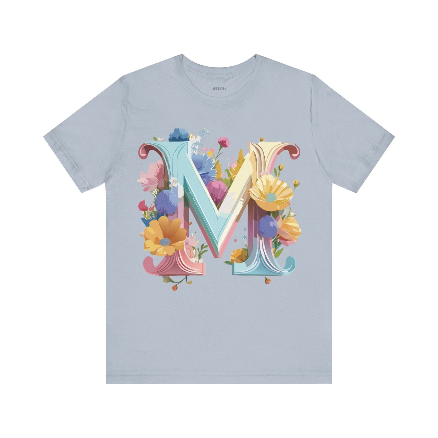 Letter M Shirt Unisex Graphic Tee Adelpha Vintage Inspired Art Design Short Sleeve