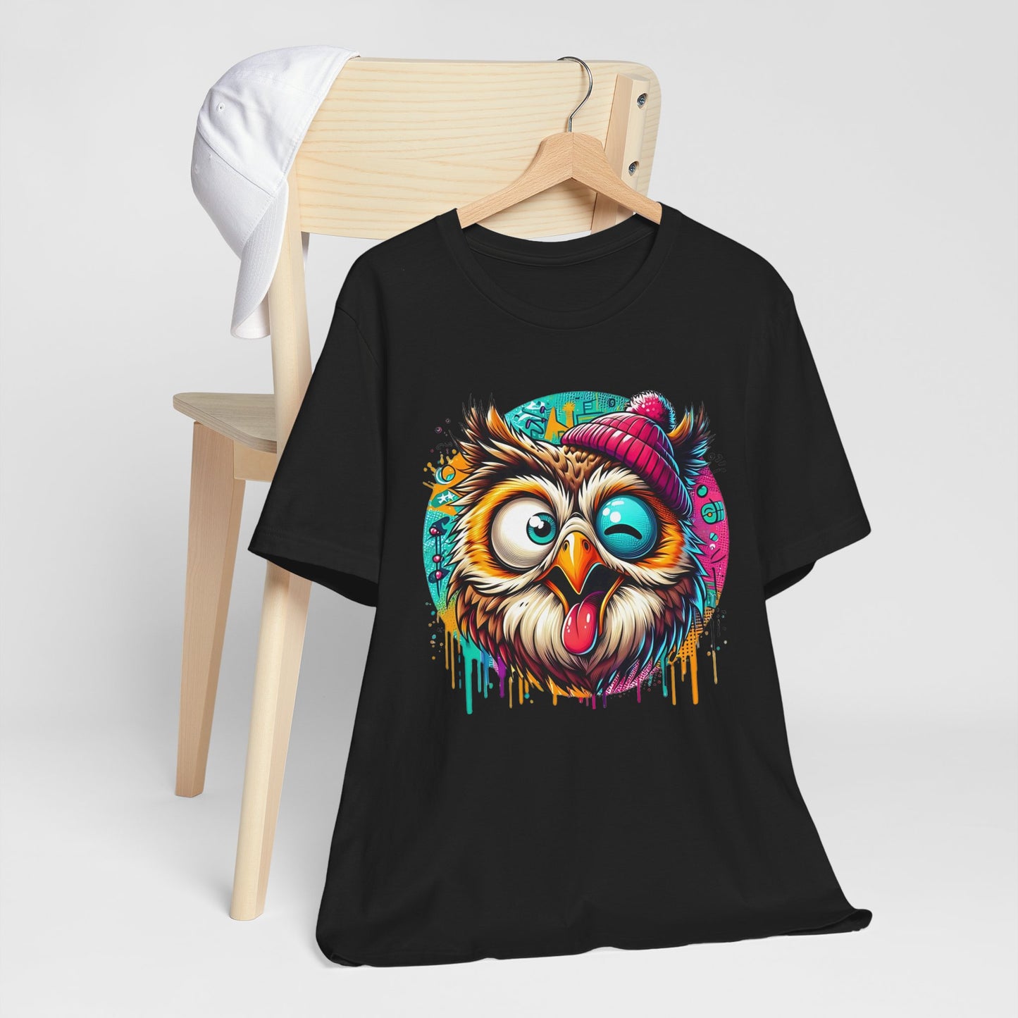 Colorful Owl Graphic Tee, Fun Owl Shirt, Funny Bird Shirt, Cute Cartoon Tees, Animal T-Shirt, Animal Tees, Art Design T-Shirt