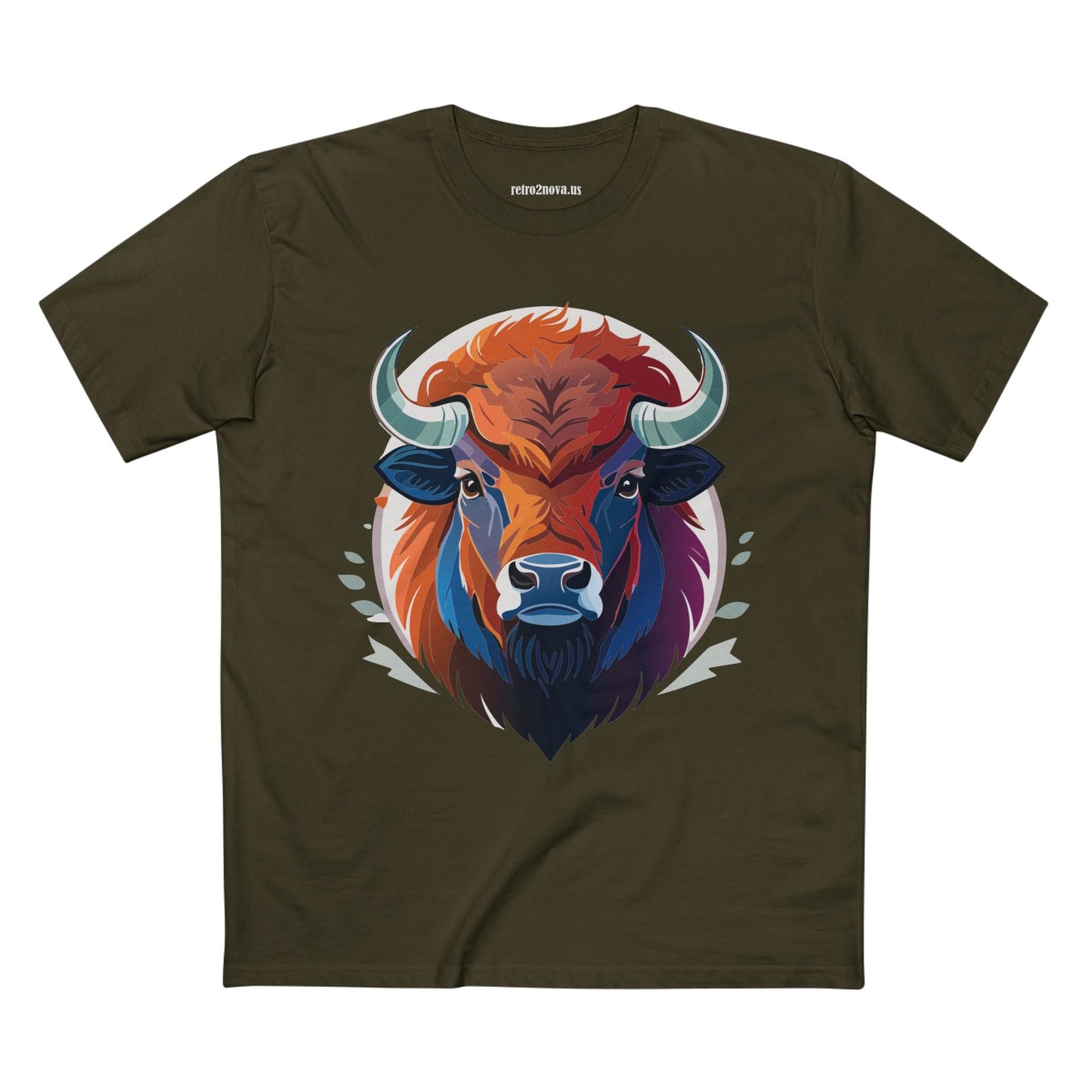 Bison Animal Shirt Unisex Premium Cotton Tee With Original Art Design From Retro2Nova Art Collection Edition