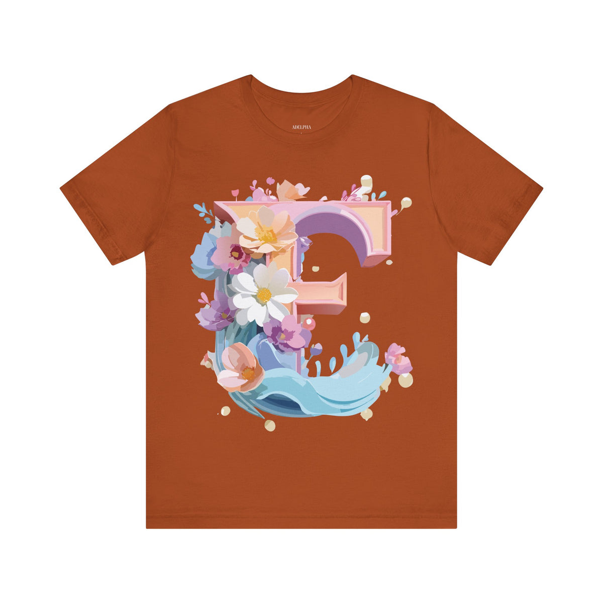 Letter E Graphic Unisex Cotton Bella+Canvas Tee with Art Letter Design