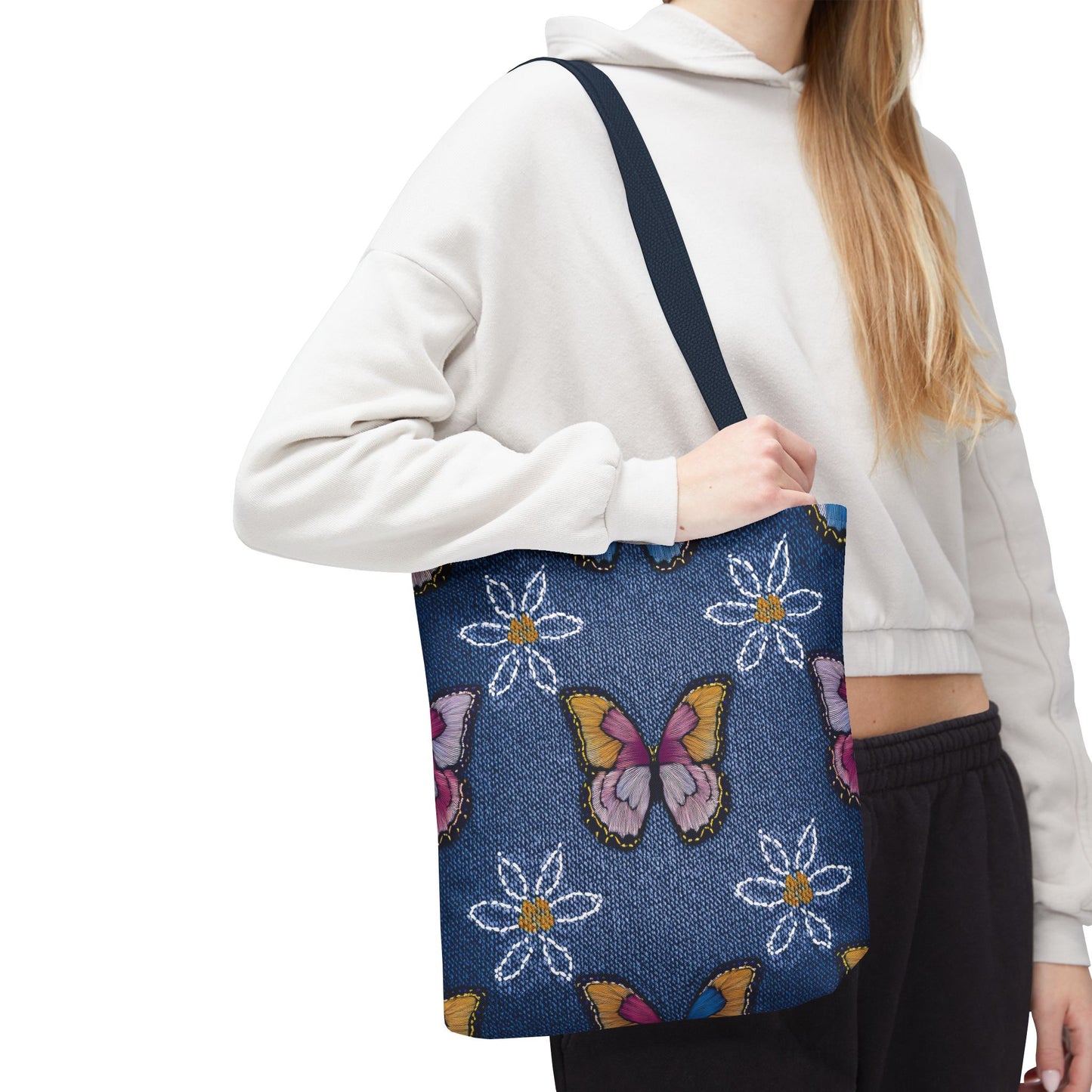 Denim Fabric Imitation Print Unisex Canvas Bag Poly Spun 3 Sizes Tote Bag 178