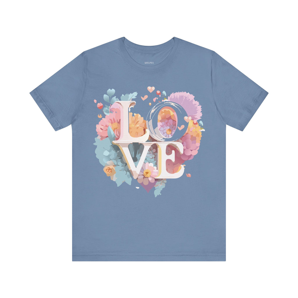 Valentine's Day Graphic Unisex Cotton Bella+Canvas Tee with Floral Art Design d123
