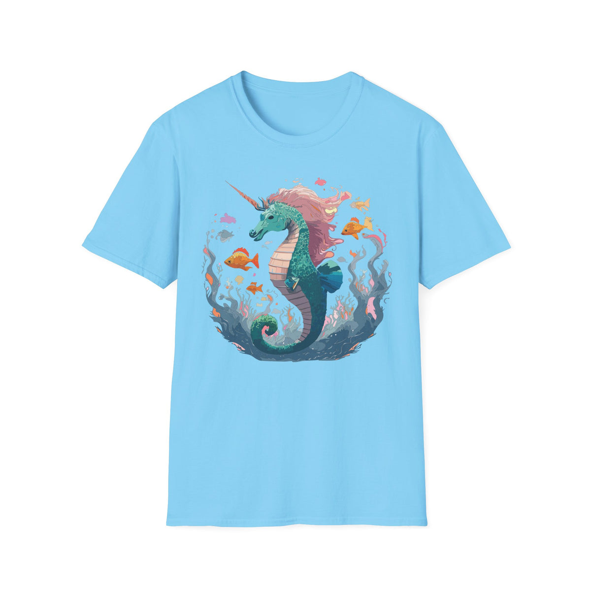Sea Unicorn Seahorse Illustration T-Shirt | Mermaid Ocean Fantasy