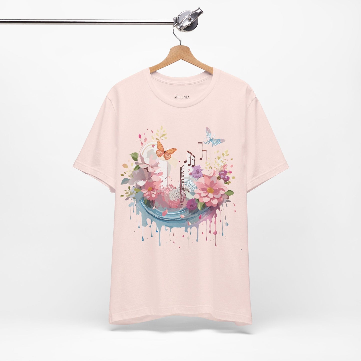 Music Graphic Unisex 100 Cotton Vintage Art with Musical Elements Tee 122