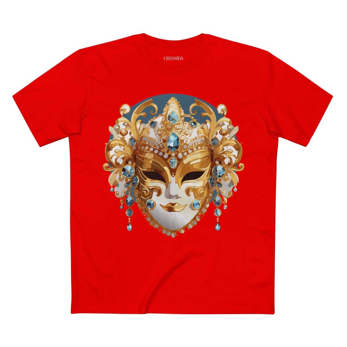 Carnival Mask Graphic T-Shirt Unisex 100 Cotton With Antique Gold Art Design Tee 12
