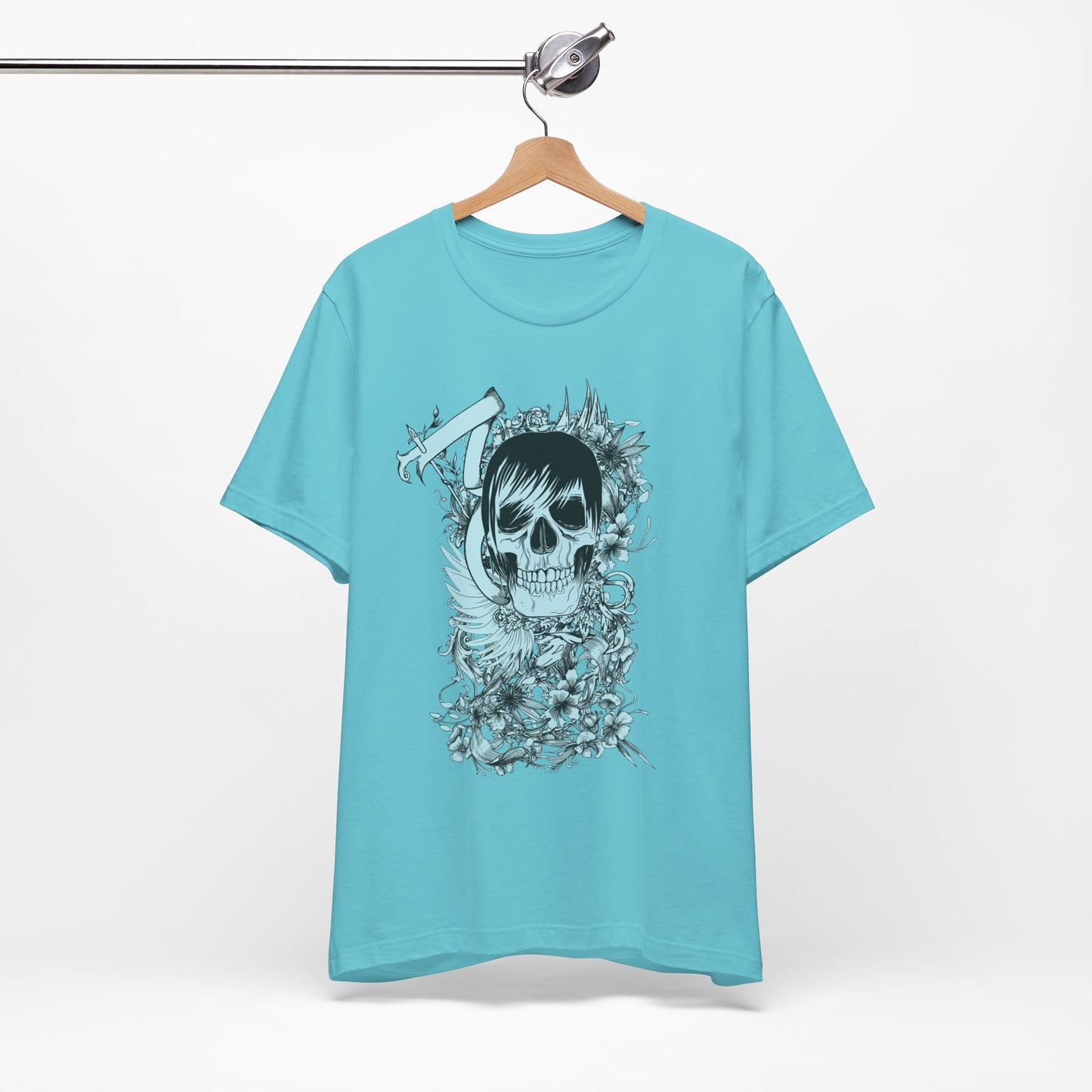 Sky Skull Graphic Design Tee, Skull Shirt, Vintage Tees, Art Design T-Shirt, Vintage Graphic Tee, Art Shirts with Skulls