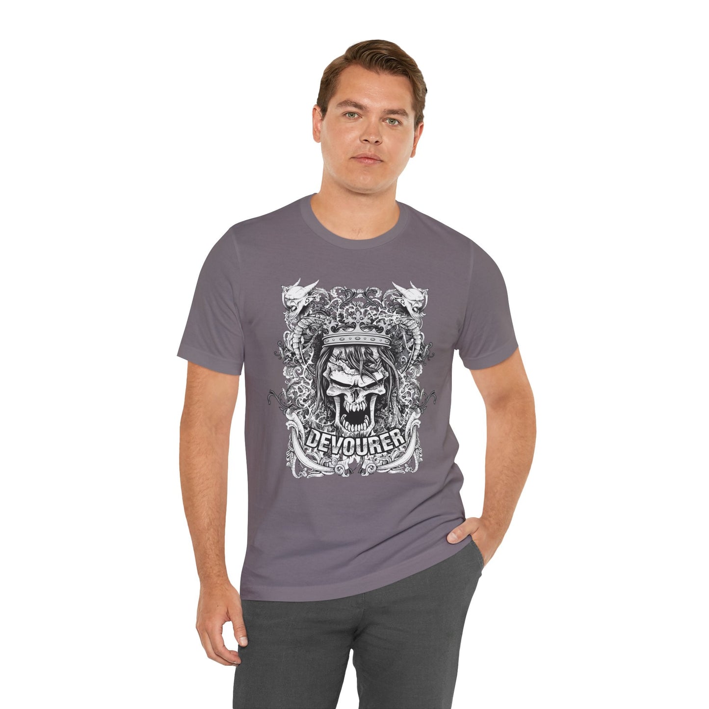 Gothic Skull Illustration Graphic Unisex Cotton T-Shirt r13
