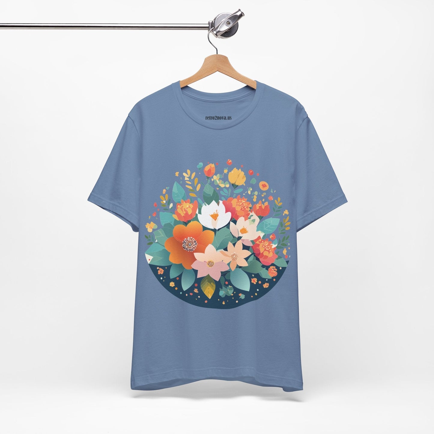 Floral Flowers Shirt Unisex Lightweight Breathable Jersey Tee Floral Pattern Short Sleeve