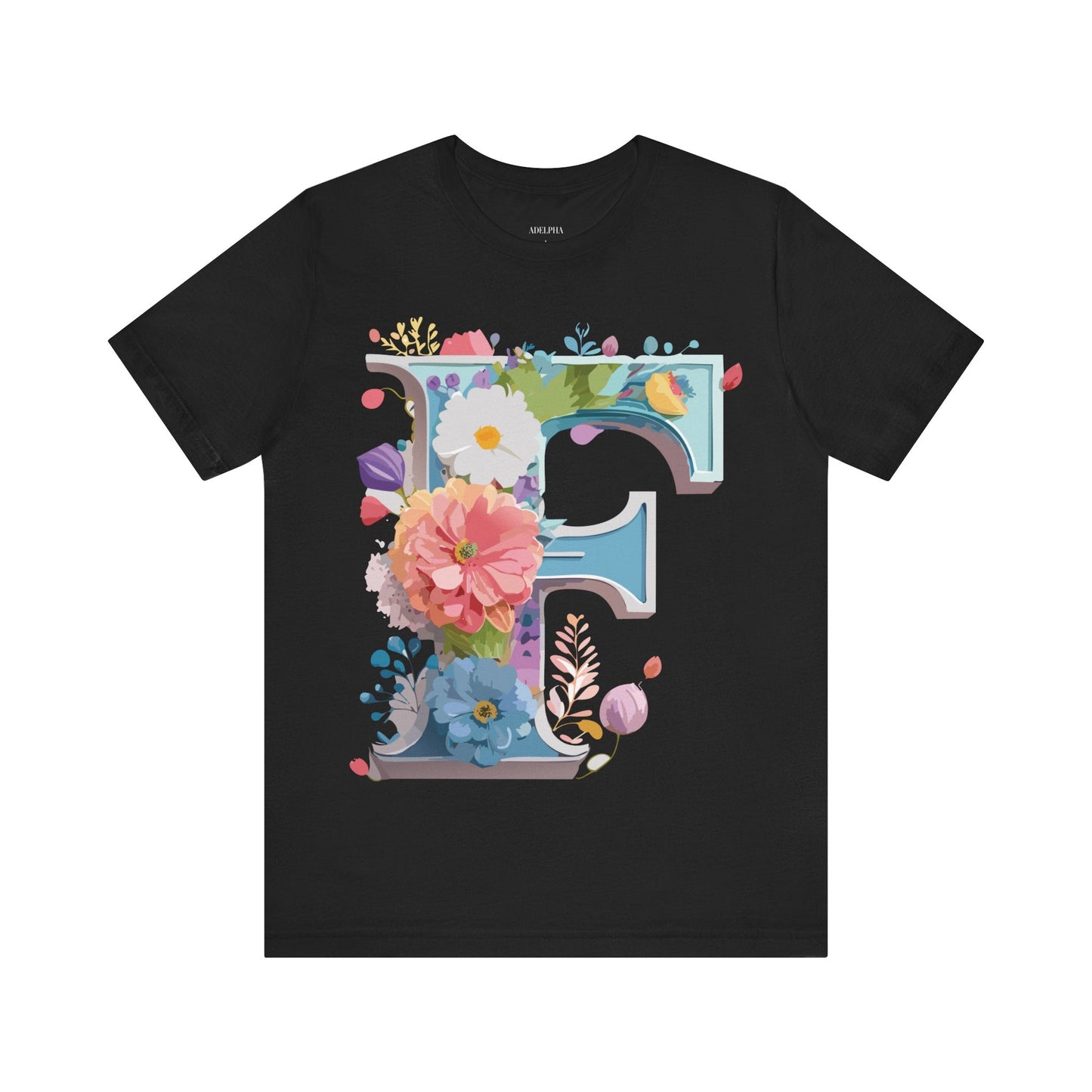 Letter F Shirt Graphic Tee Unisex Adelpha Vintage Inspired Art Design Short Sleeve