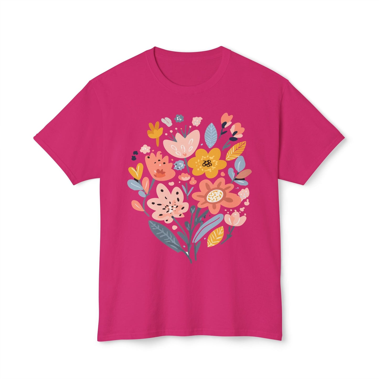 Unisex HD Cotton Floral Art Print T Shirt With Vintage Flowers Design Tee Premium Quality