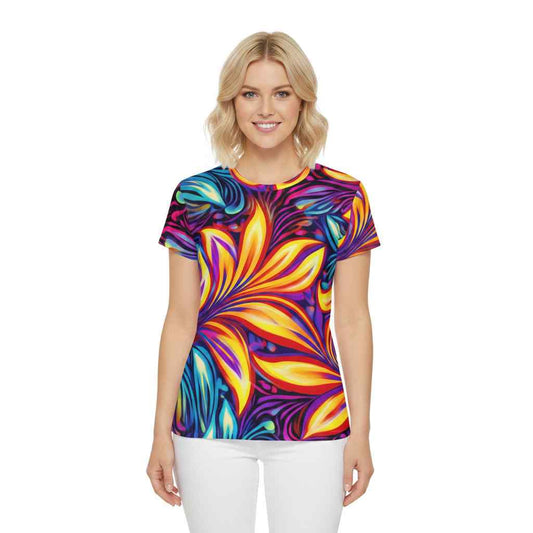 Women Poly Span T-Shirt with Floral Print