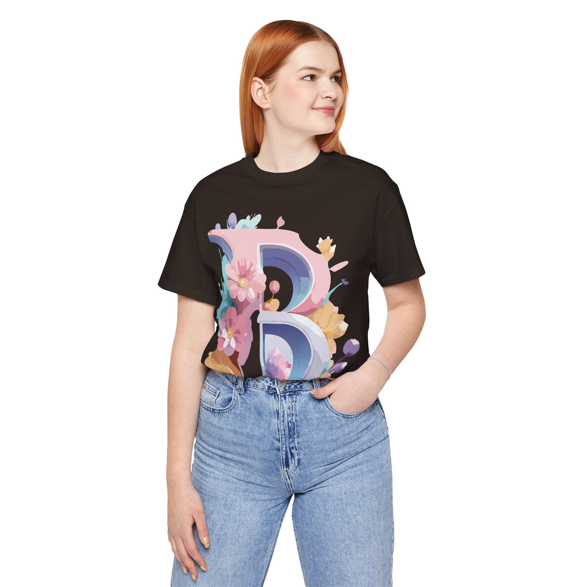 Letter B Graphic Unisex Cotton Bella+Canvas Tee with Art Letter Design