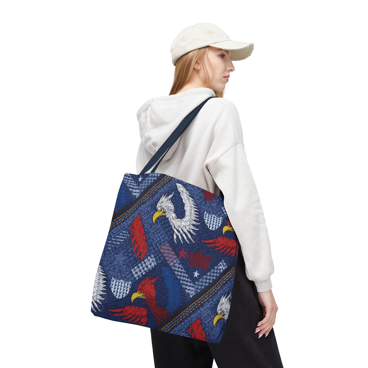 4th of July Graphic Denim Fabric Imitation Print Unisex Canvas Bag Poly Spun 3 Sizes Tote Bag 200-2