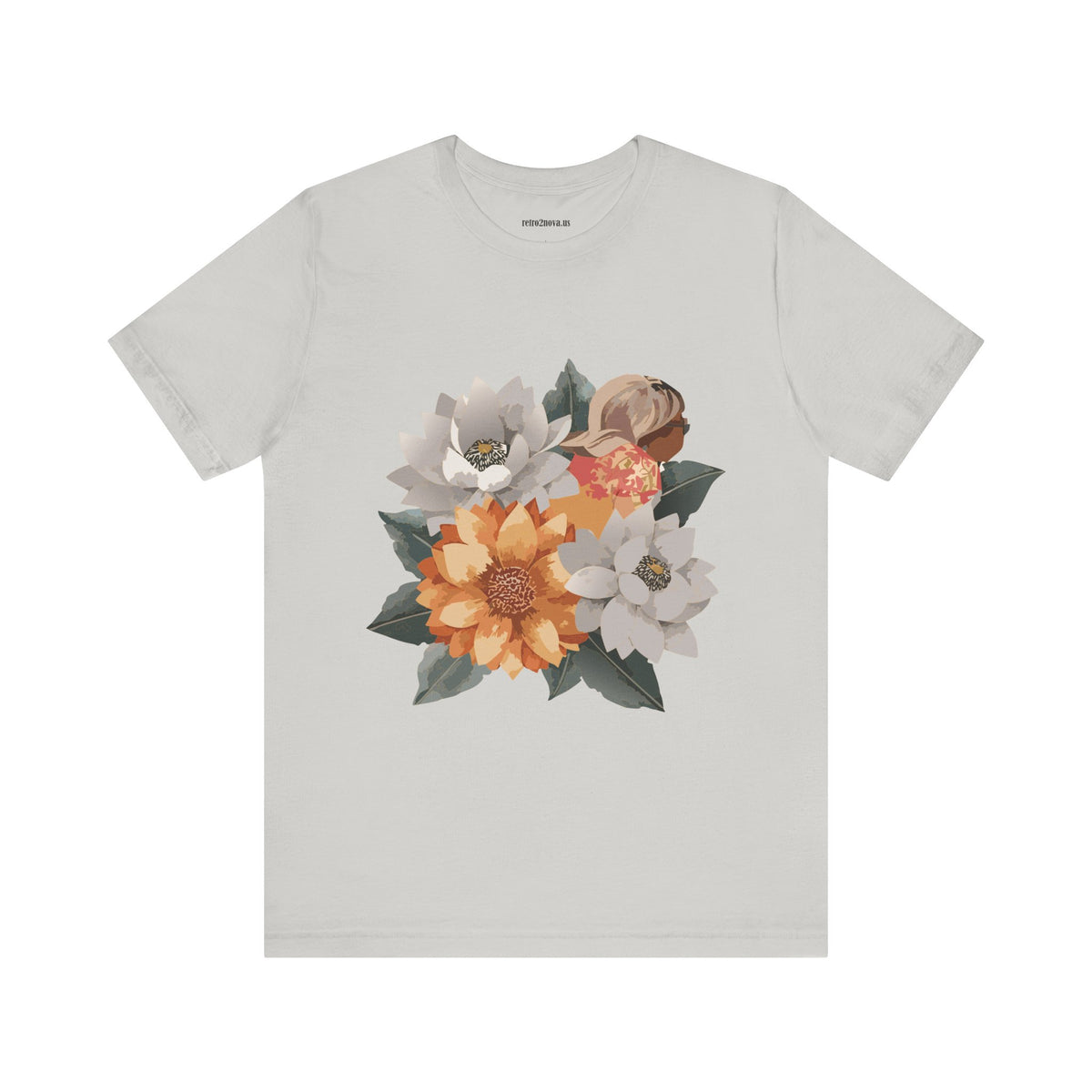 Floral Graphic Unisex Cotton Bella+Canvas Tee with Flowers Design ab102