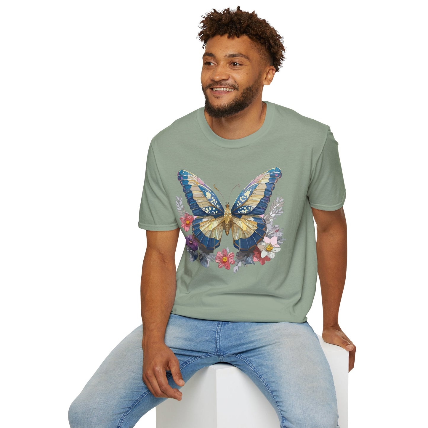 Butterfly Unisex Short Sleeve Tee Shirt Gildan Softstyle 64000 Monarch Design Graphic Tee