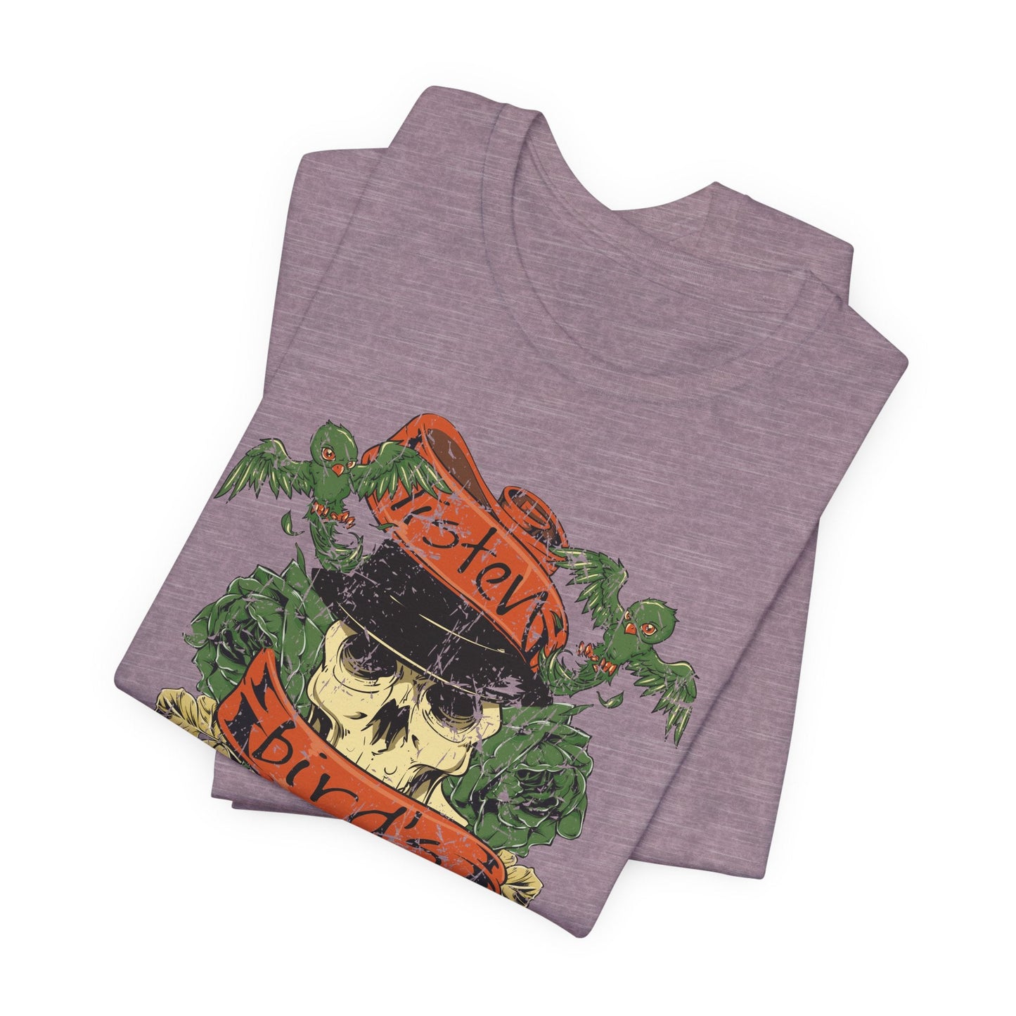 Skull Floral Tattoo Style Graphic Design Unisex Cotton T-Shirt Art-38