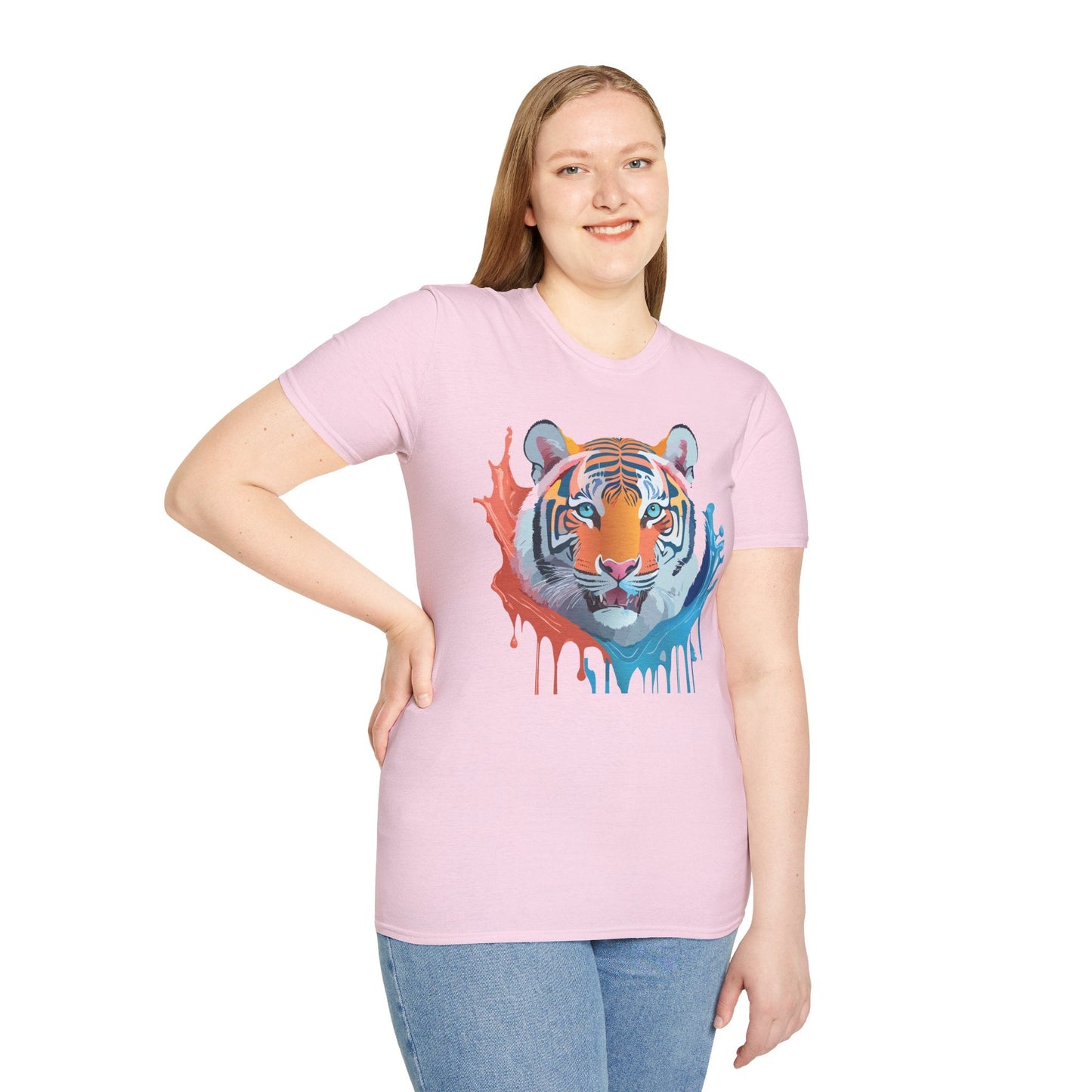 Unisex Tiger Tee Gildan Softstyle Animal Print Shirt Ring Spun Cotton