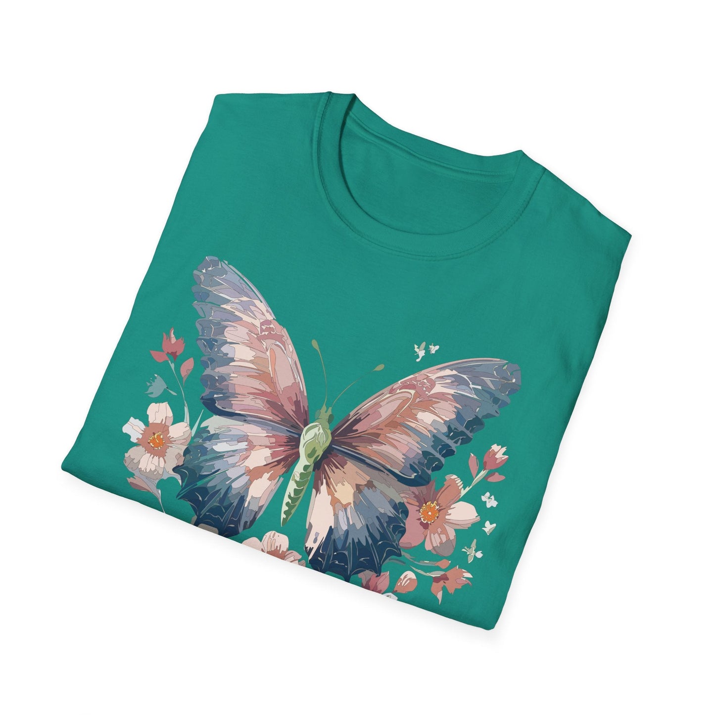 Butterfly Print T Shirt Monarch Unisex Gildan Softstyle 64000 Cotton Tee For Everyday Comfort