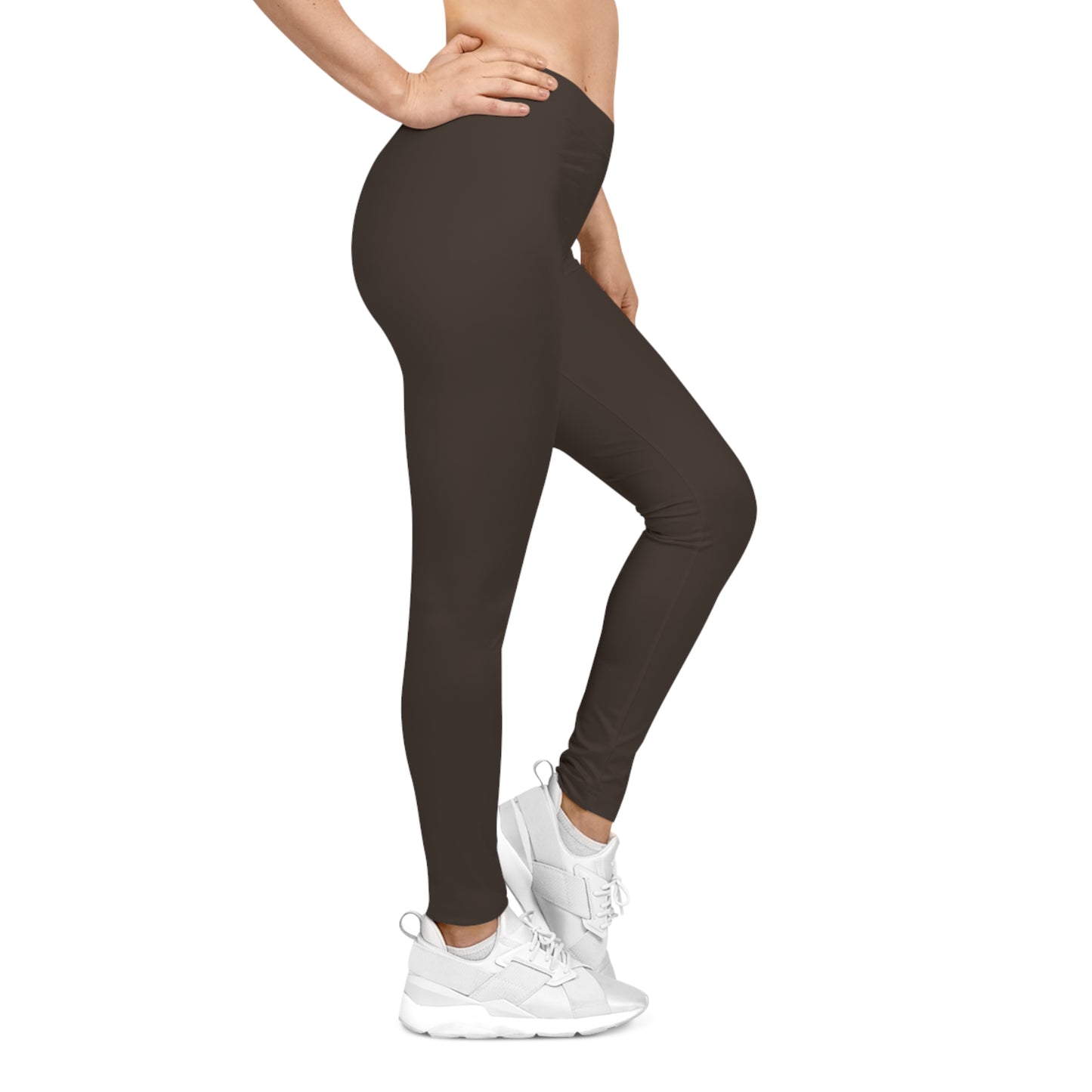 Dark Coffee Color Women's Poly-Span Casual Leggings XS-2XL