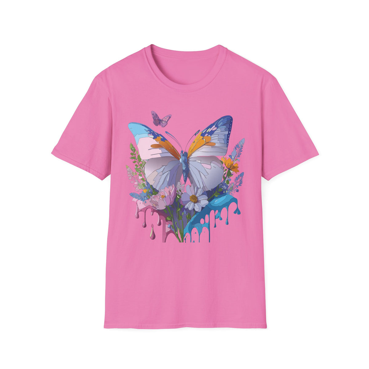Butterfly Splash T-Shirt — Colorful Floral Drip Graphic Tee Unisex 100 Cotton Gildan T-Shirt