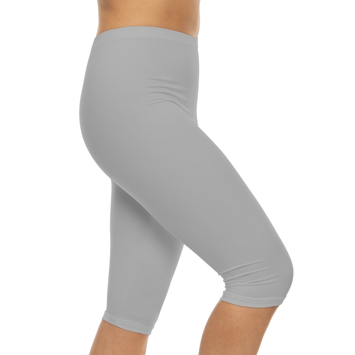Silver 2 Capri Leggings Women's Poly Span Solid Color Casual Stretch Short Pants