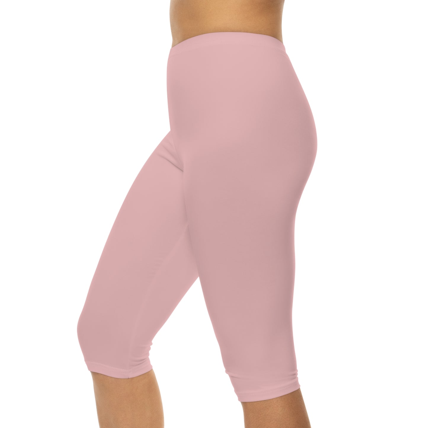 Tea Rose Color Women's Brushed Suede Poly Span Casual Capri Leggings XS-2XL