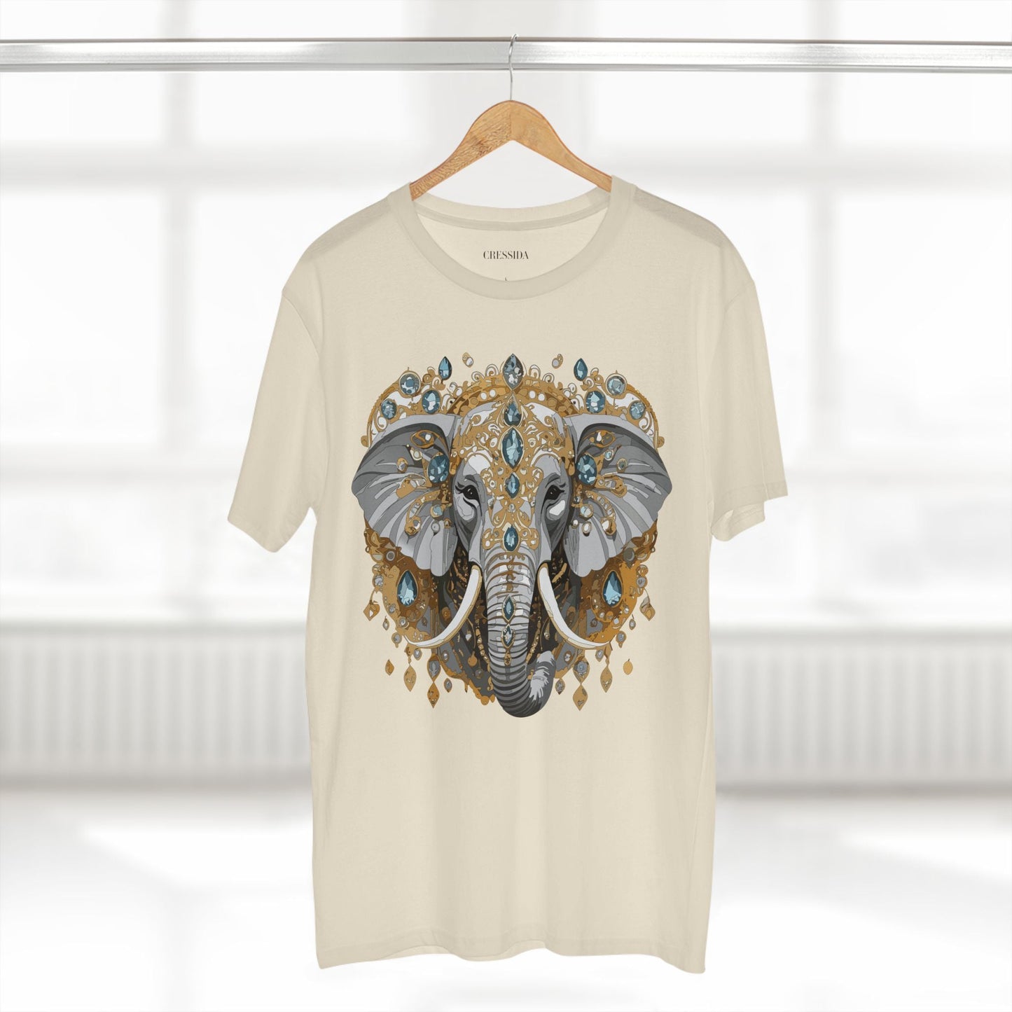 Elephant Graphic Unisex 100 Cotton Tee With Unique Animal Golden Medallion Art Design 38